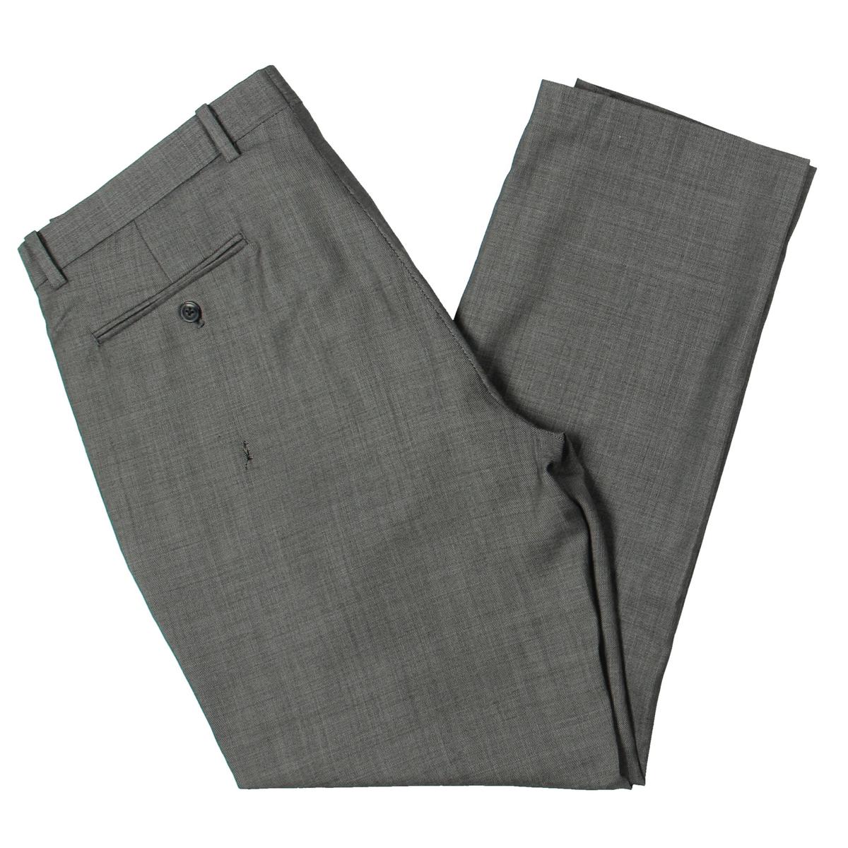 Calvin Klein Mens Gray Wool Slim Fit Pindot Dress Pants Trousers 34/30 ...