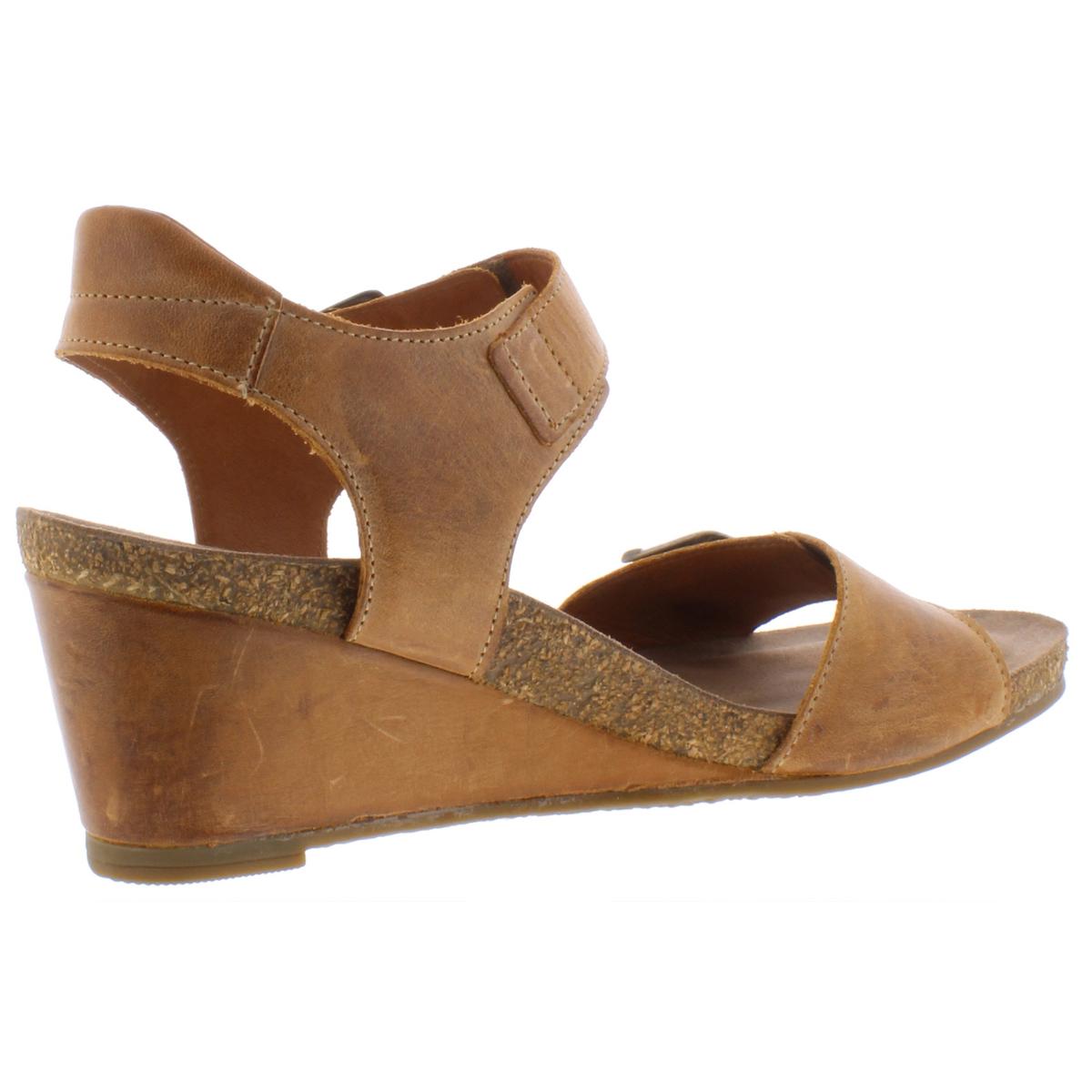 Taos Womens Buckle Up Tan Leather Wedge Sandals Shoes 40 Medium(B,M