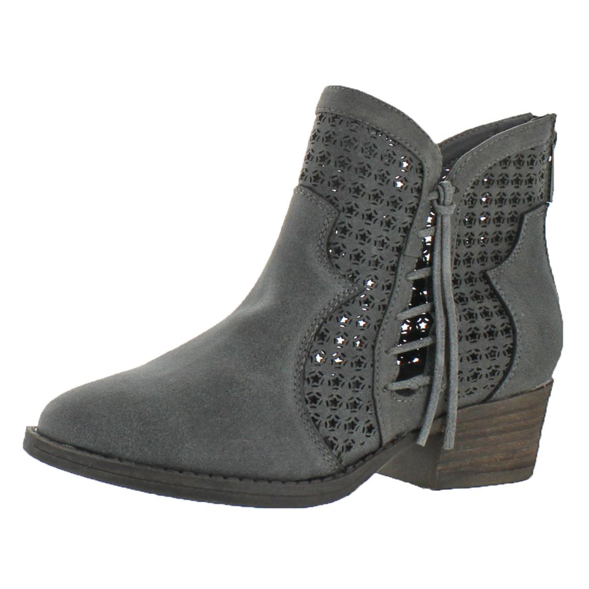 stacked heel bootie