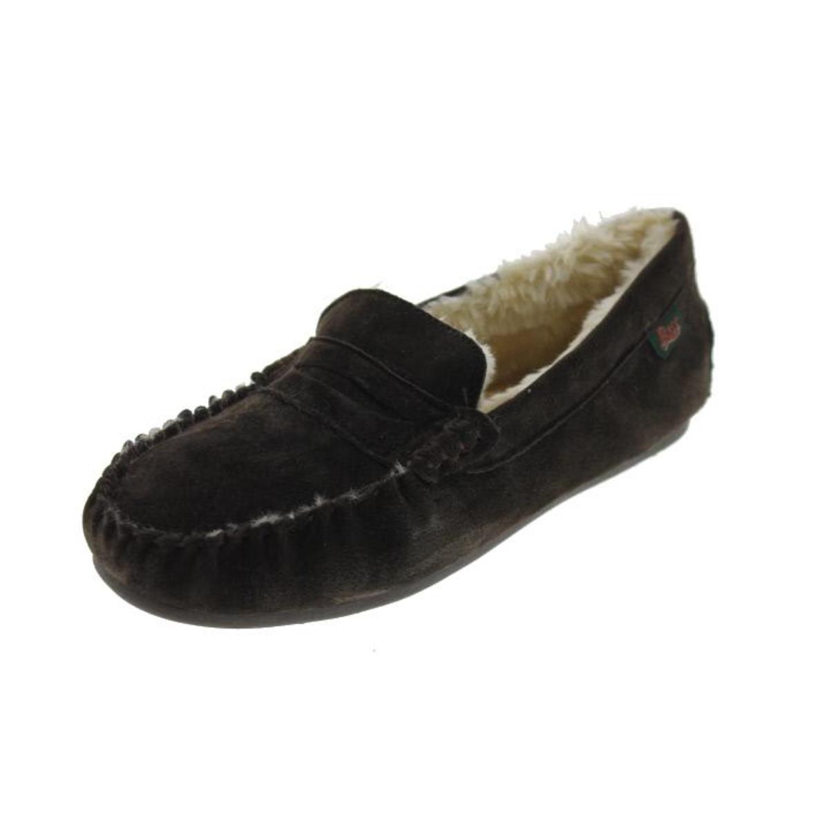 G.H. Bass & Co. 6866 Mens Suede Faux Fur Lined Moccasin Slippers Shoes ...