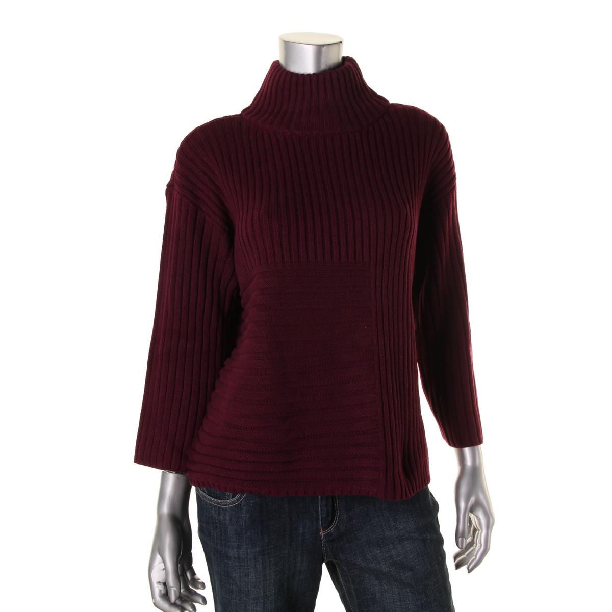 Vince Camuto 5249 Womens Ribbed Mock Neck 3/4 Sleeves Pullover Sweater ...