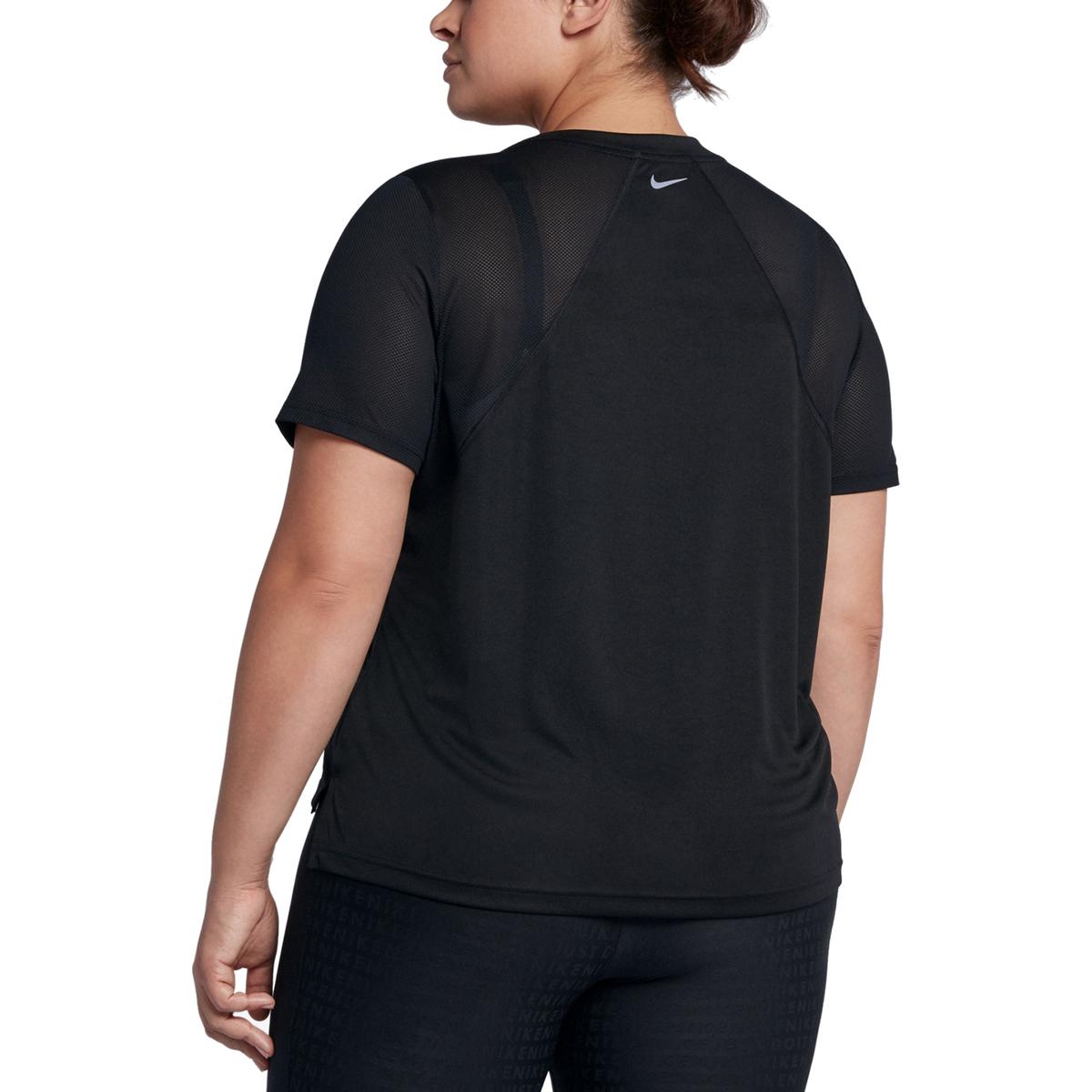 Nike Womens Black Dri-Fit Active Wear Running T-Shirt Athletic Plus 1X ...