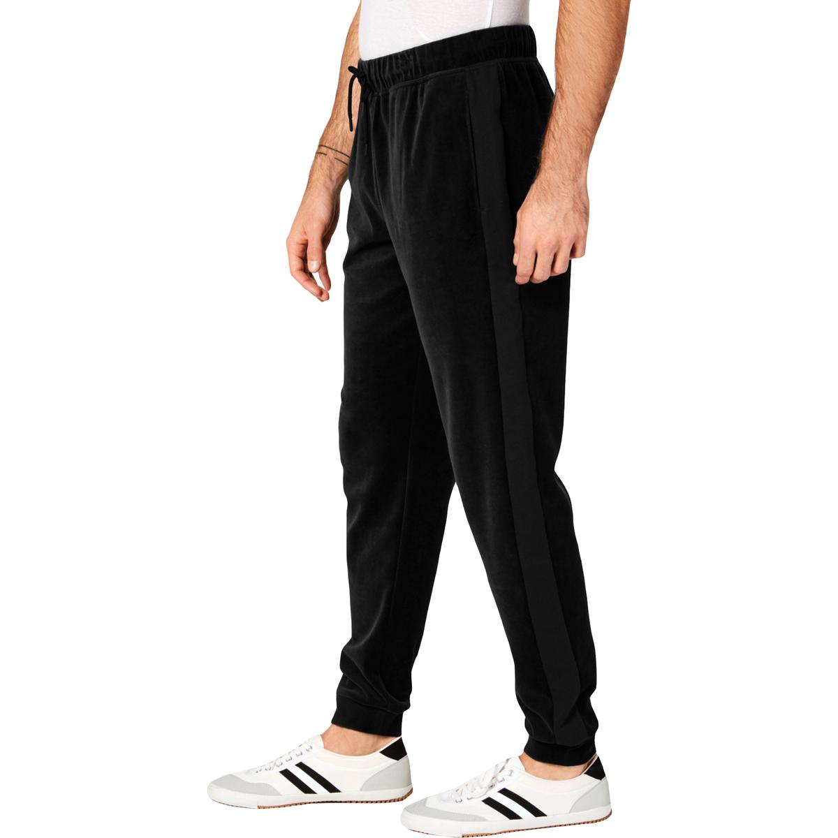 Ideology Mens Black Sweatpants Drawstring Velour Jogger Pants S BHFO