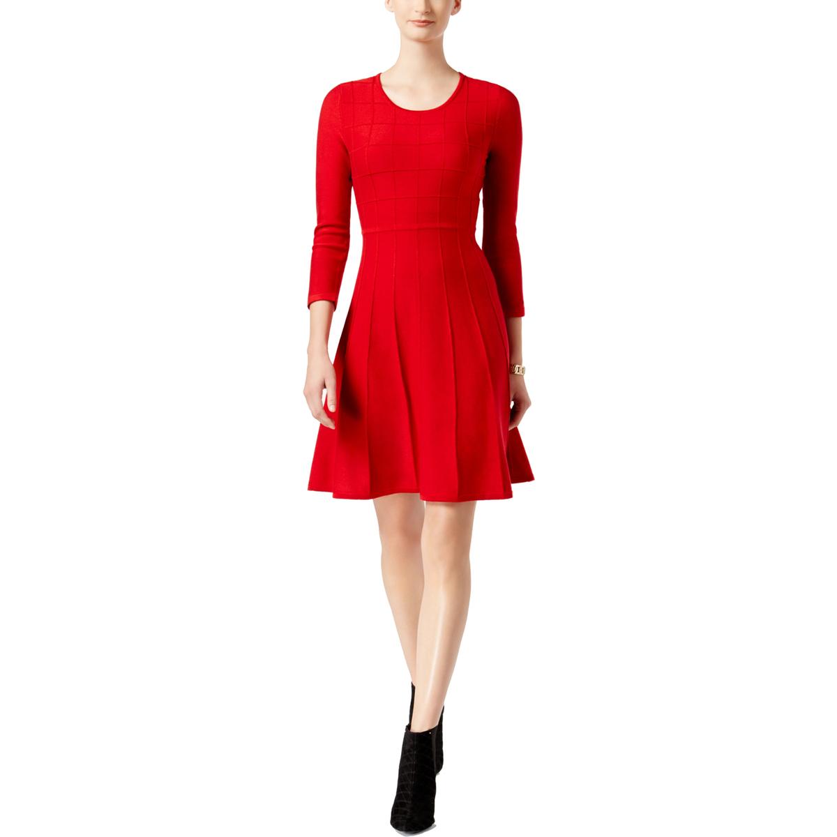 Jessica Howard Womens Missy Red Scoop Neck 3/4 Sleeves Sweaterdress XL ...