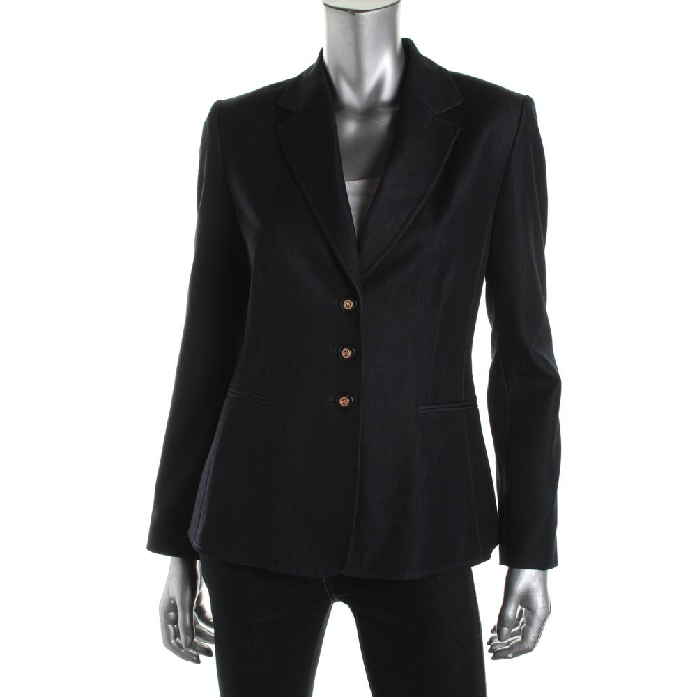 Tahari 7264 Womens Navy Notch Collar Three Button Blazer Jacket 10 Bhfo ...