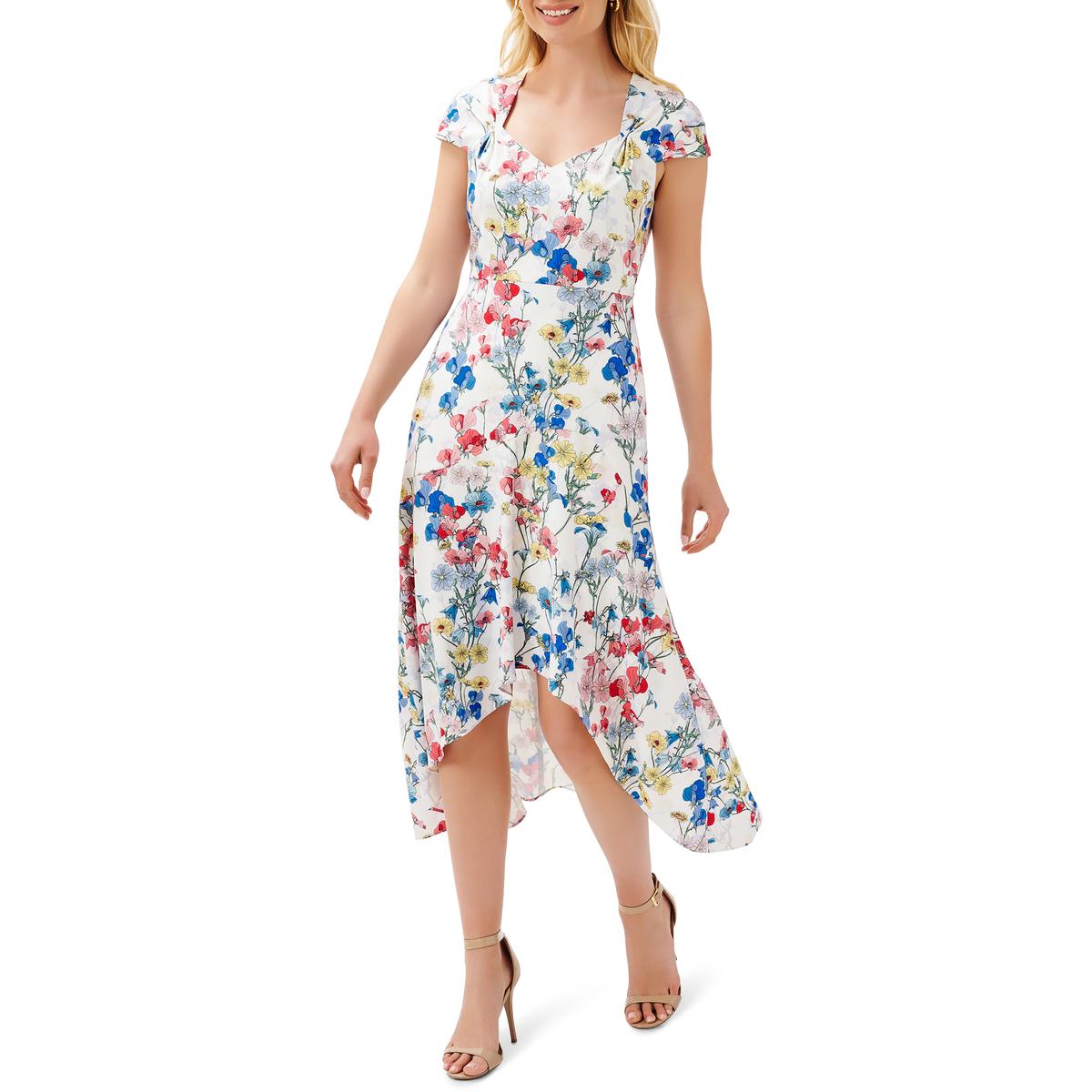 Adrianna Papell Womens Sweetheart Neck Mid Calf Floral Midi Dress