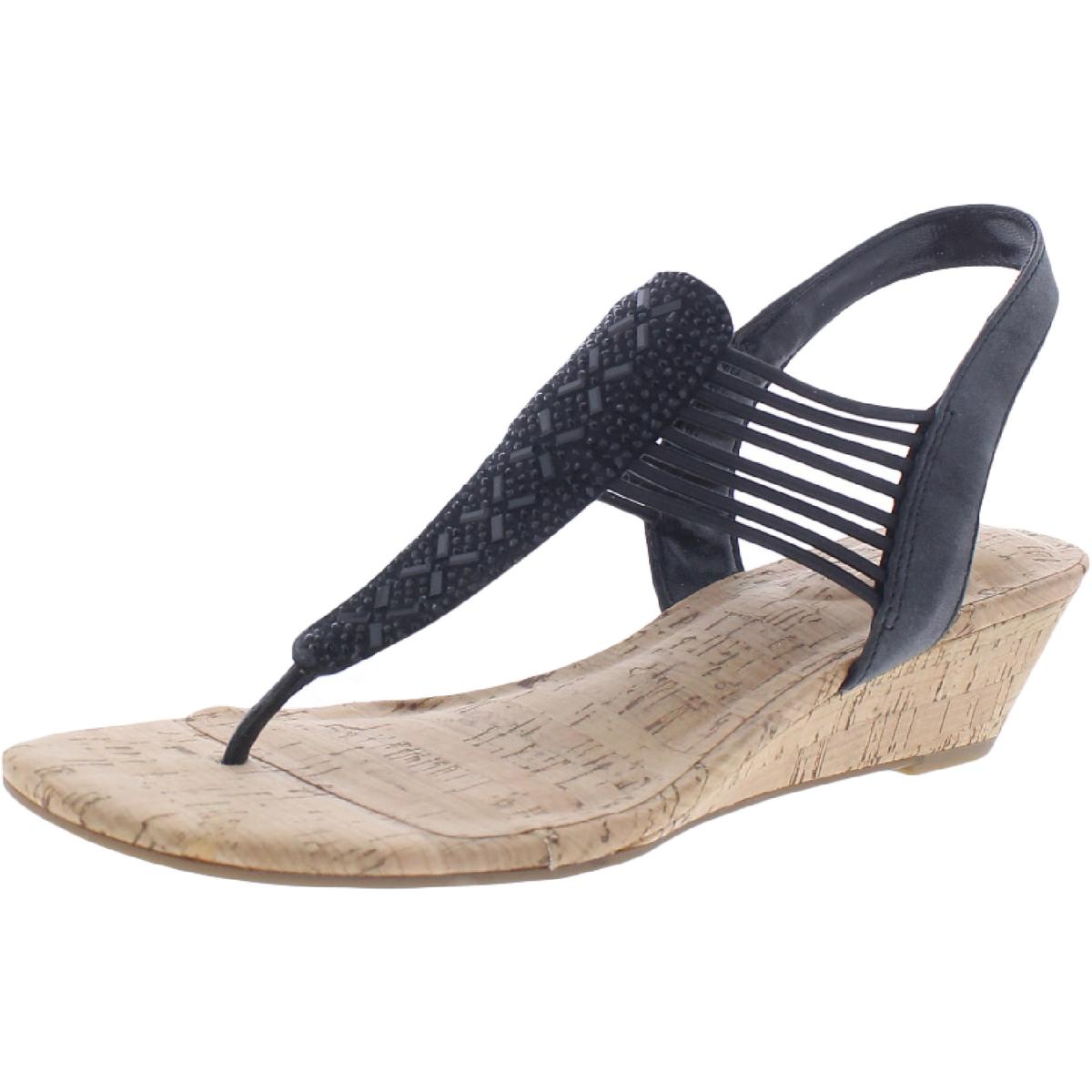 Bandolino Womens Gabe 3 Embellished Slip On Heels Wedge Sandals Shoes BHFO  4228 | eBay