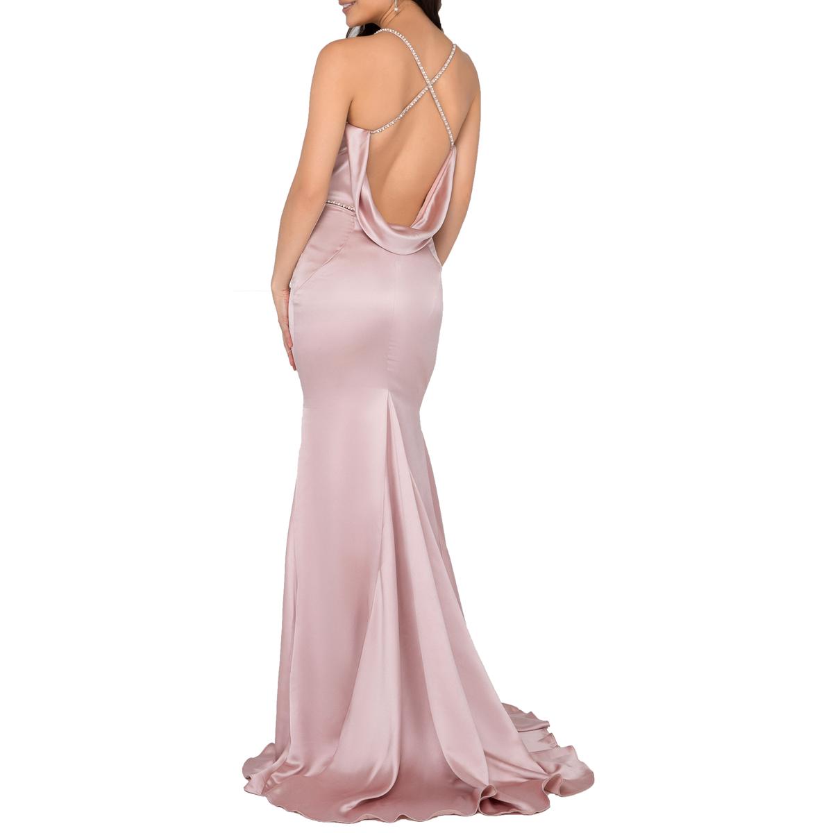 Terani Couture Women's Satin Embellished Sleeveless V-Neck Mermaid Prom ...