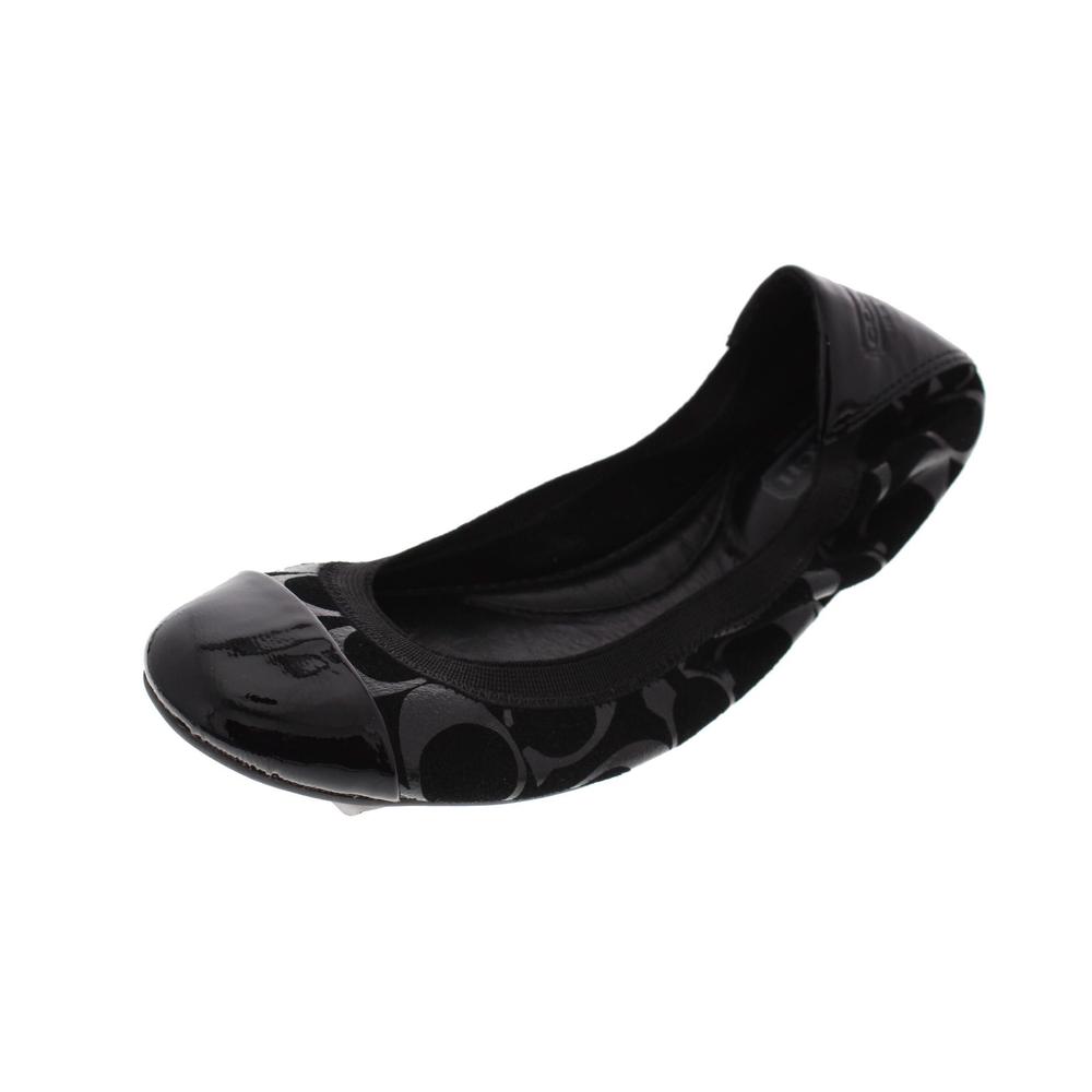 Coach Wenda Black Stretch Signature Round Toe Ballet Flats Shoes 7 ...