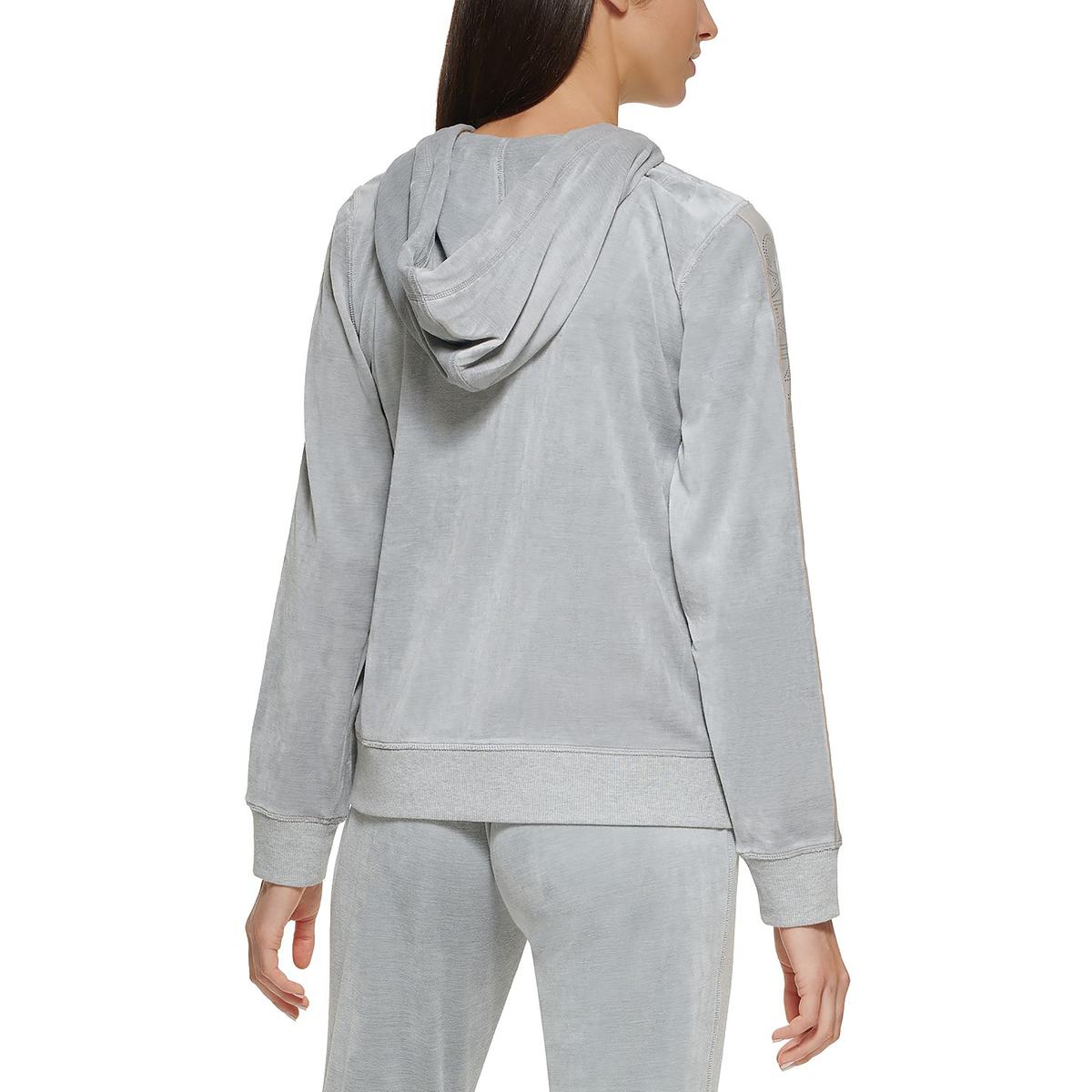 Calvin Klein Womens Velour Faux Leather Trim Hoodie Loungewear BHFO 9826 |  eBay