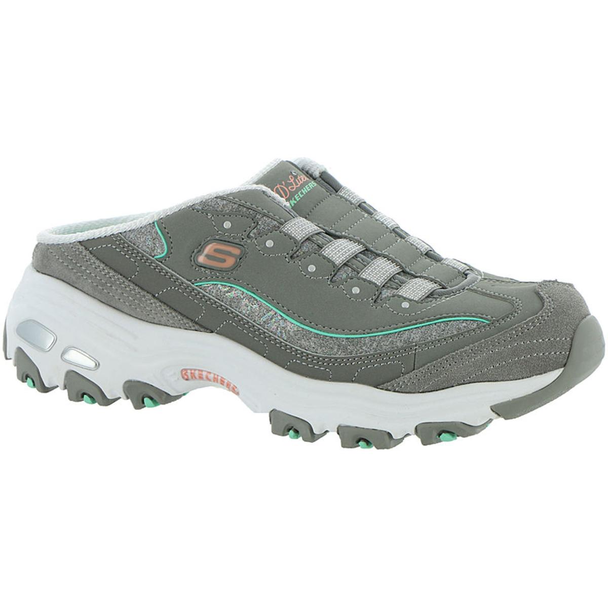 Skechers Womens Gray Leather Mule Sneakers Shoes 7 Medium (B,M) BHFO