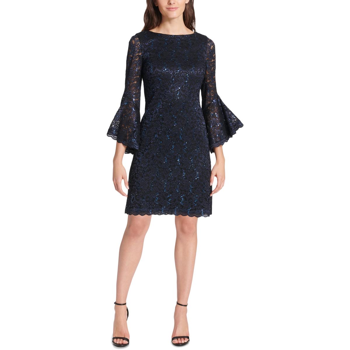 Jessica Howard Womens Navy Lace Sequined Cocktail Dress Petites 6P BHFO ...