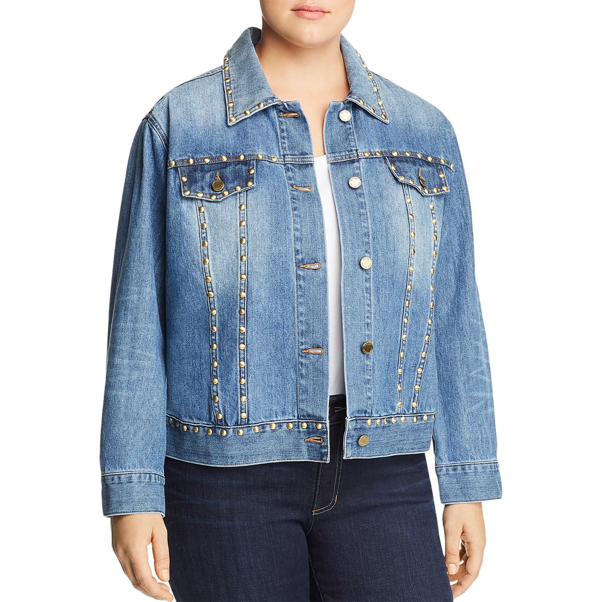 MICHAEL Michael Kors Womens Blue Lightweight Denim Jacket Coat Plus 3X