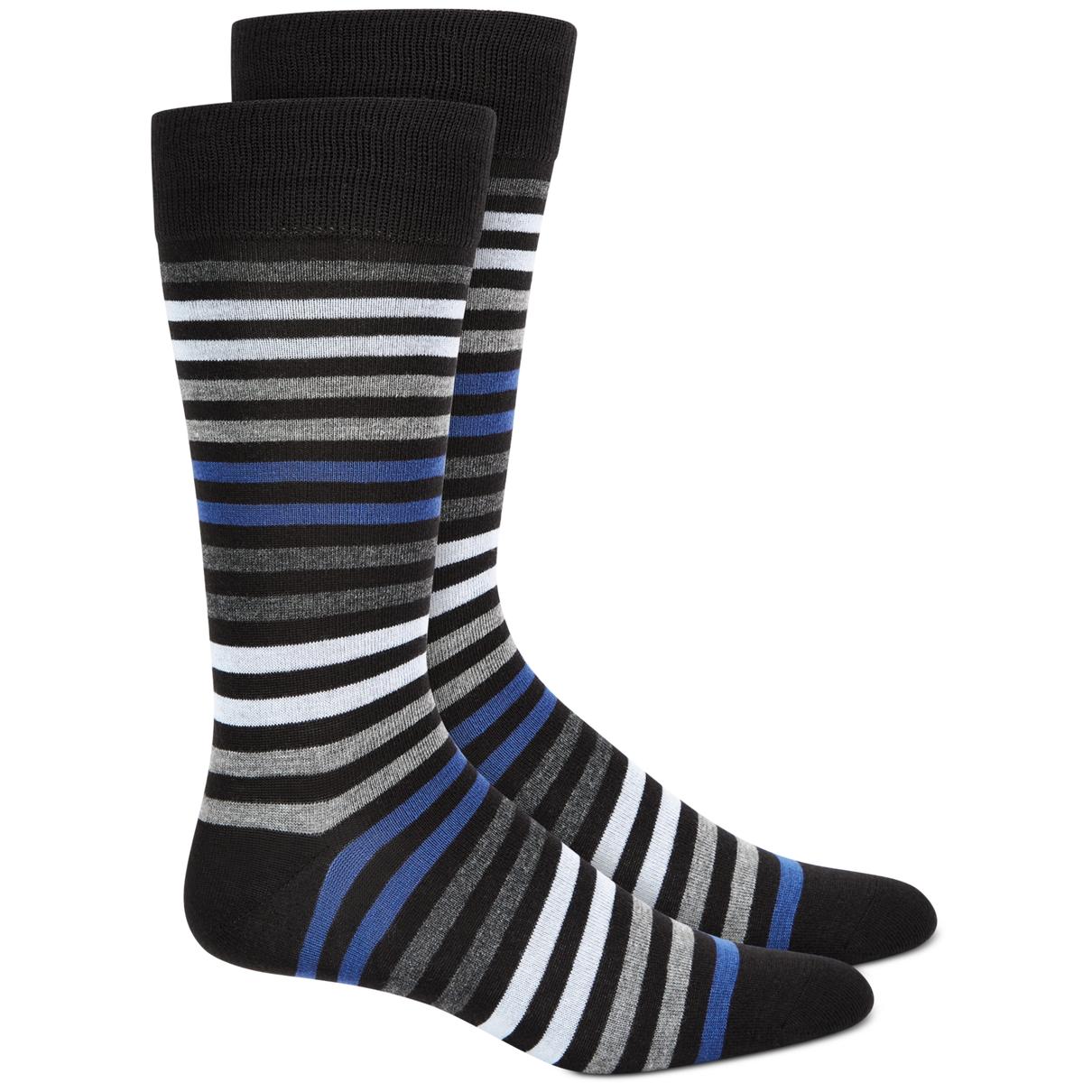 Alfani Mens Black Striped Antimicrobial Seamless Toe Crew Socks 10-13 ...