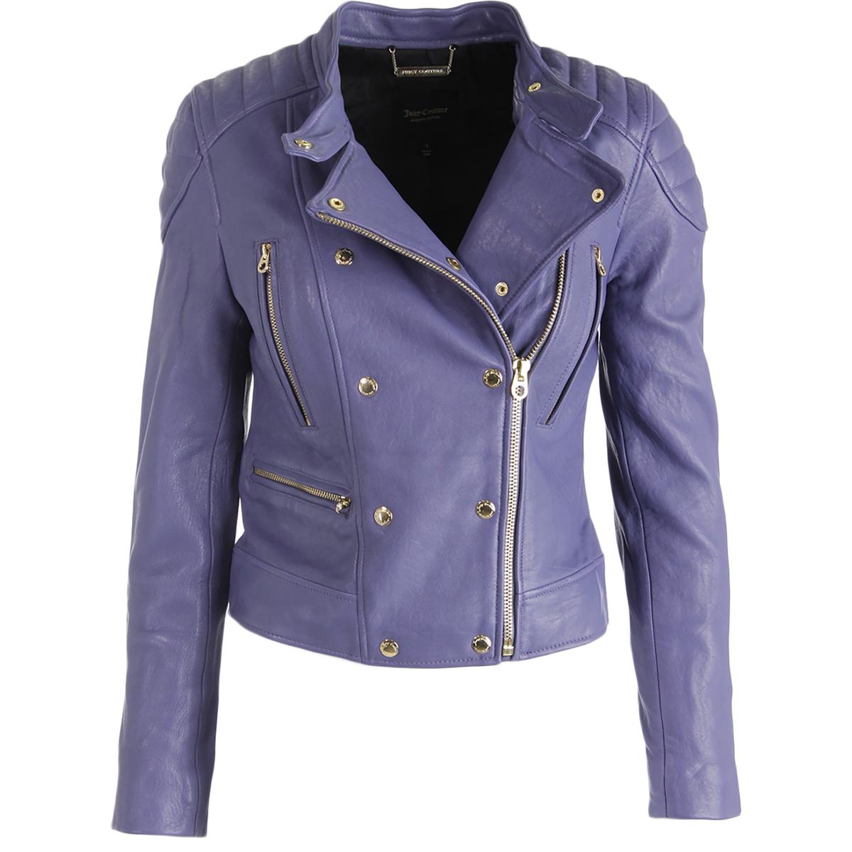 Juicy Couture Black Label 3828 Womens Leather Moto Jacket BHFO