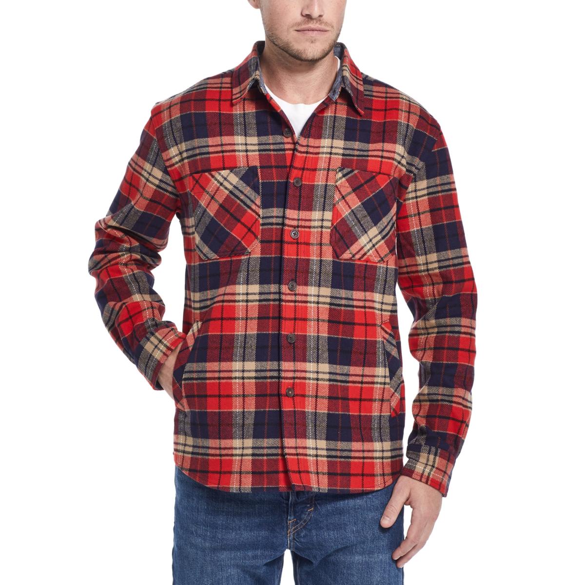 Weatherproof Mens Red Flannel Plaid Fall Shirt Jacket Coat S BHFO 5515 ...