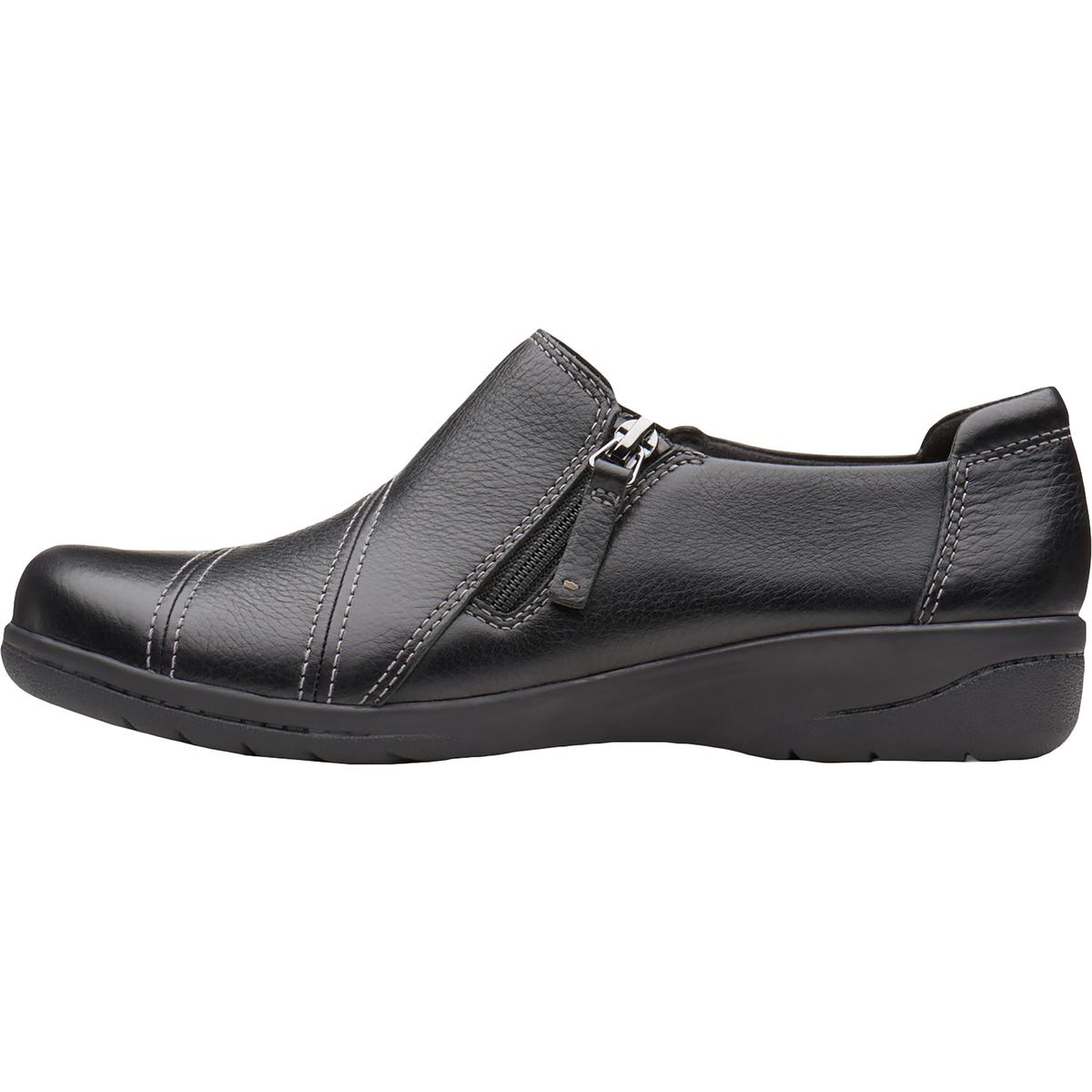 Clarks Womens Cheyn Clay Black Leather Clogs Shoes 10 Wide