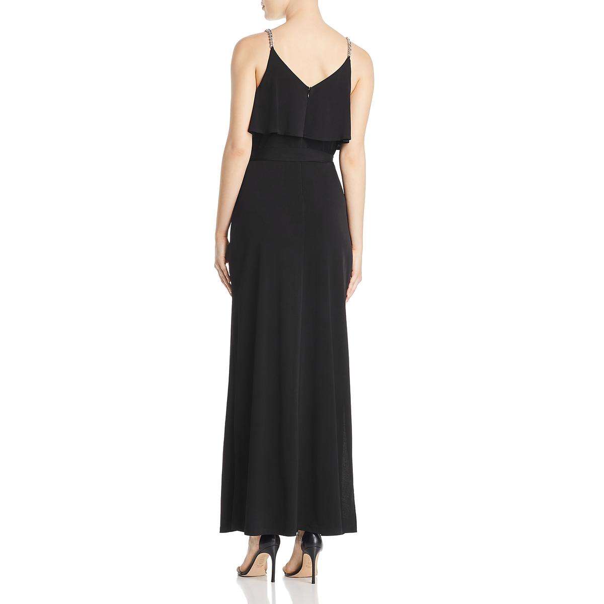 MICHAEL Michael Kors Womens Black Chain Straps Party Maxi Dress XL BHFO ...