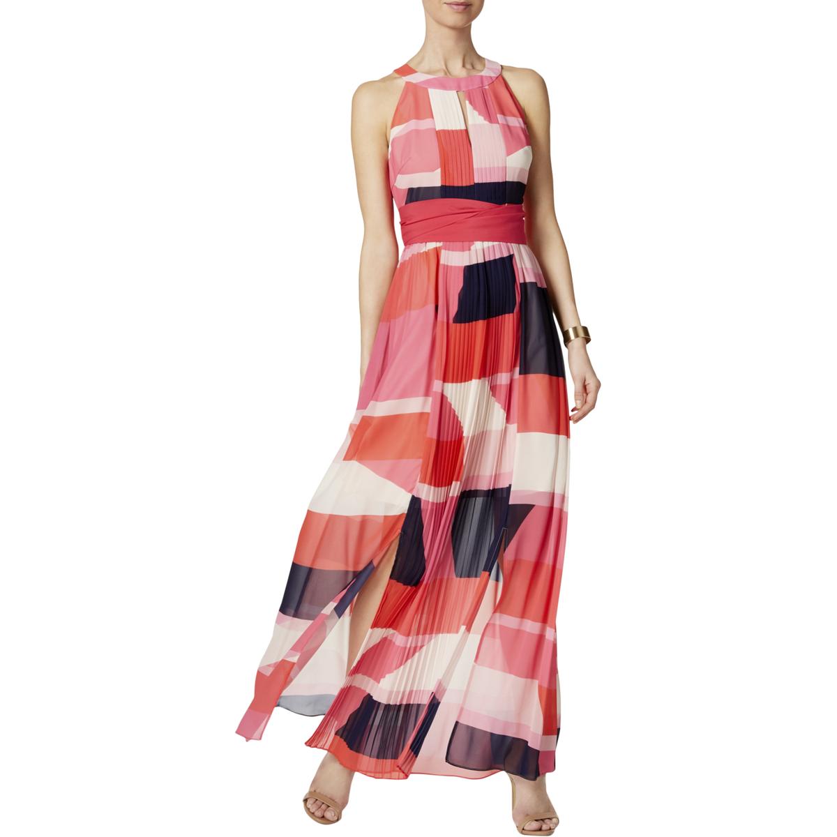 Vince Camuto Womens Pink Chiffon Printed Sleeveless Maxi Dress 10 BHFO ...