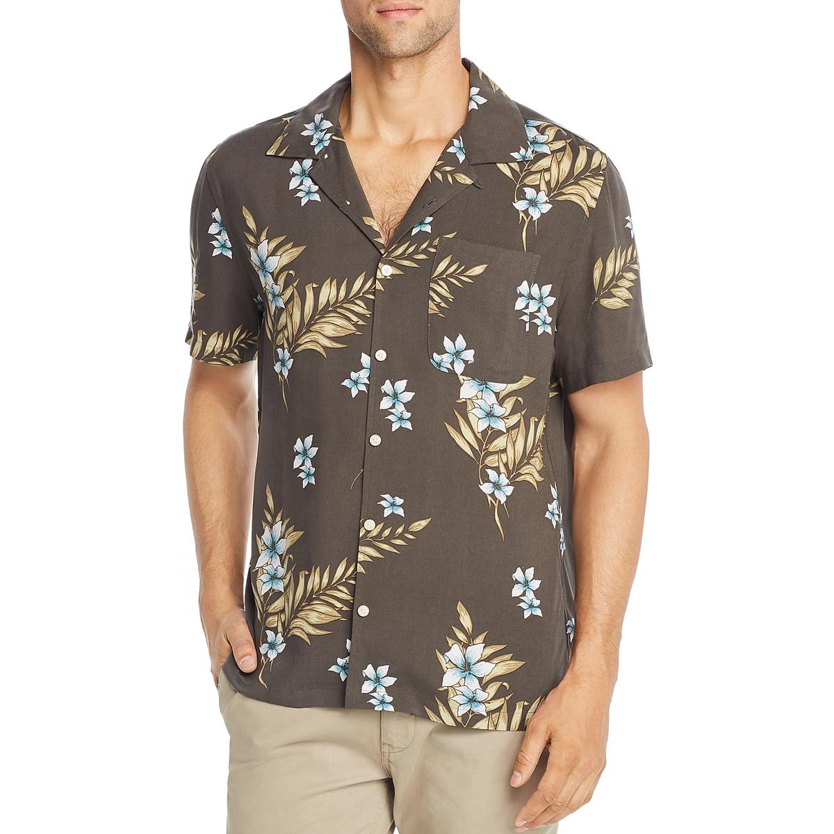 Jachs NY Mens Black Floral Button-Down Hawaiian Print Shirt XL BHFO ...