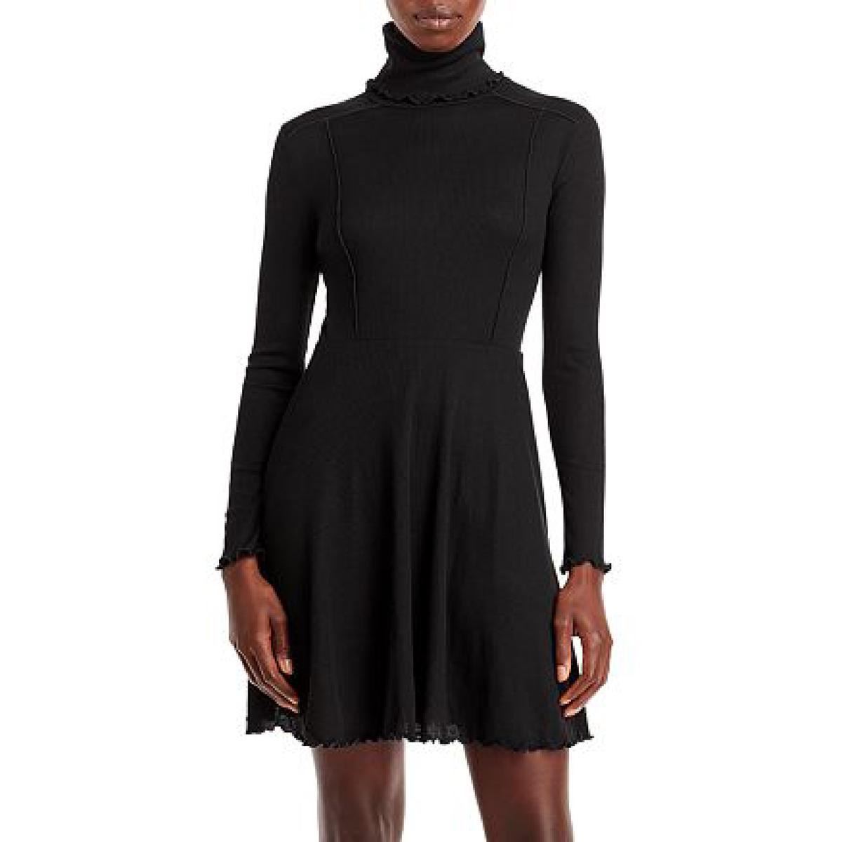 Aqua Womens Black Embroidered Velvet Daytime Mini Dress M BHFO 0795 