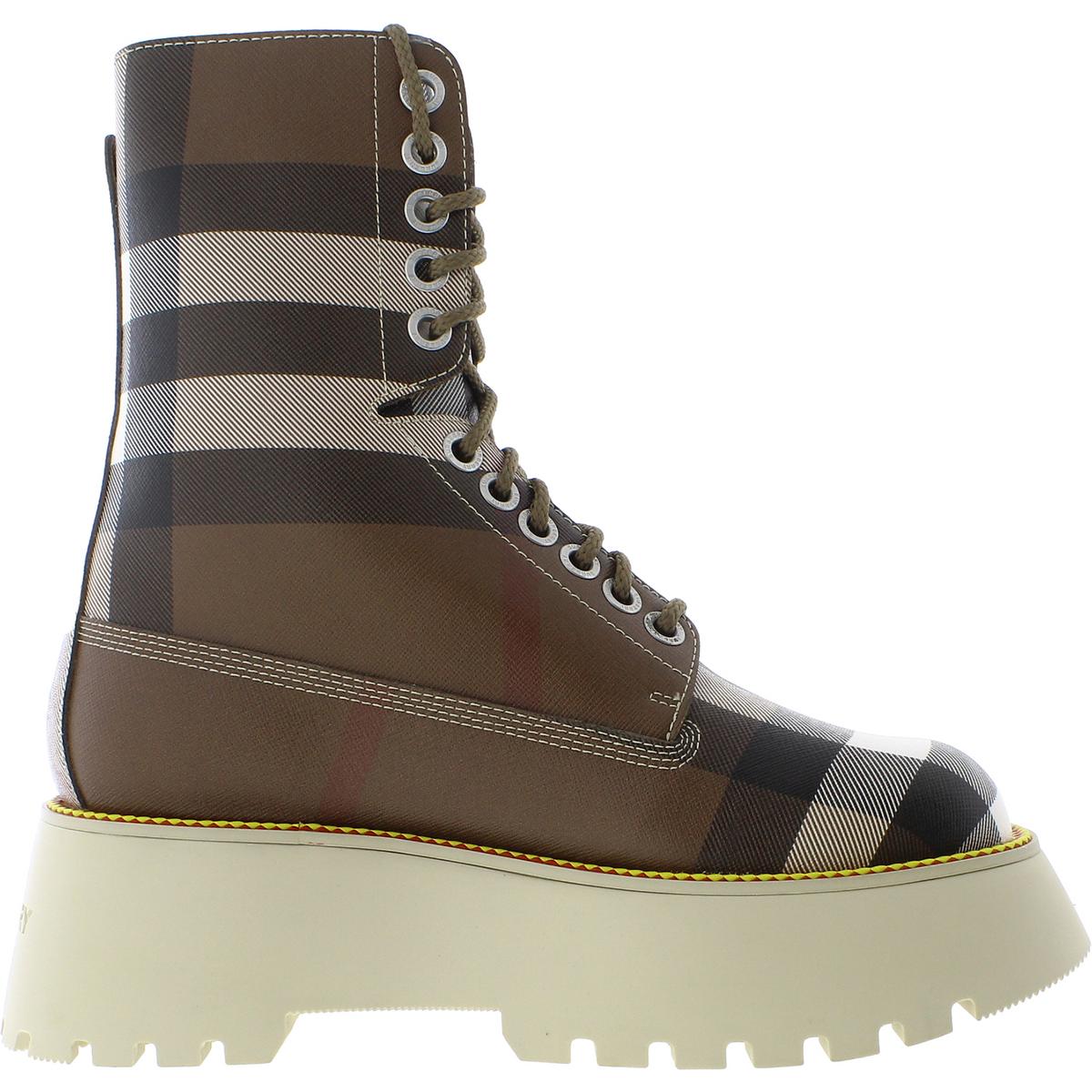 Burberry London Womens Mason Mid-Calf Combat & Lace-up Boots Shoes 