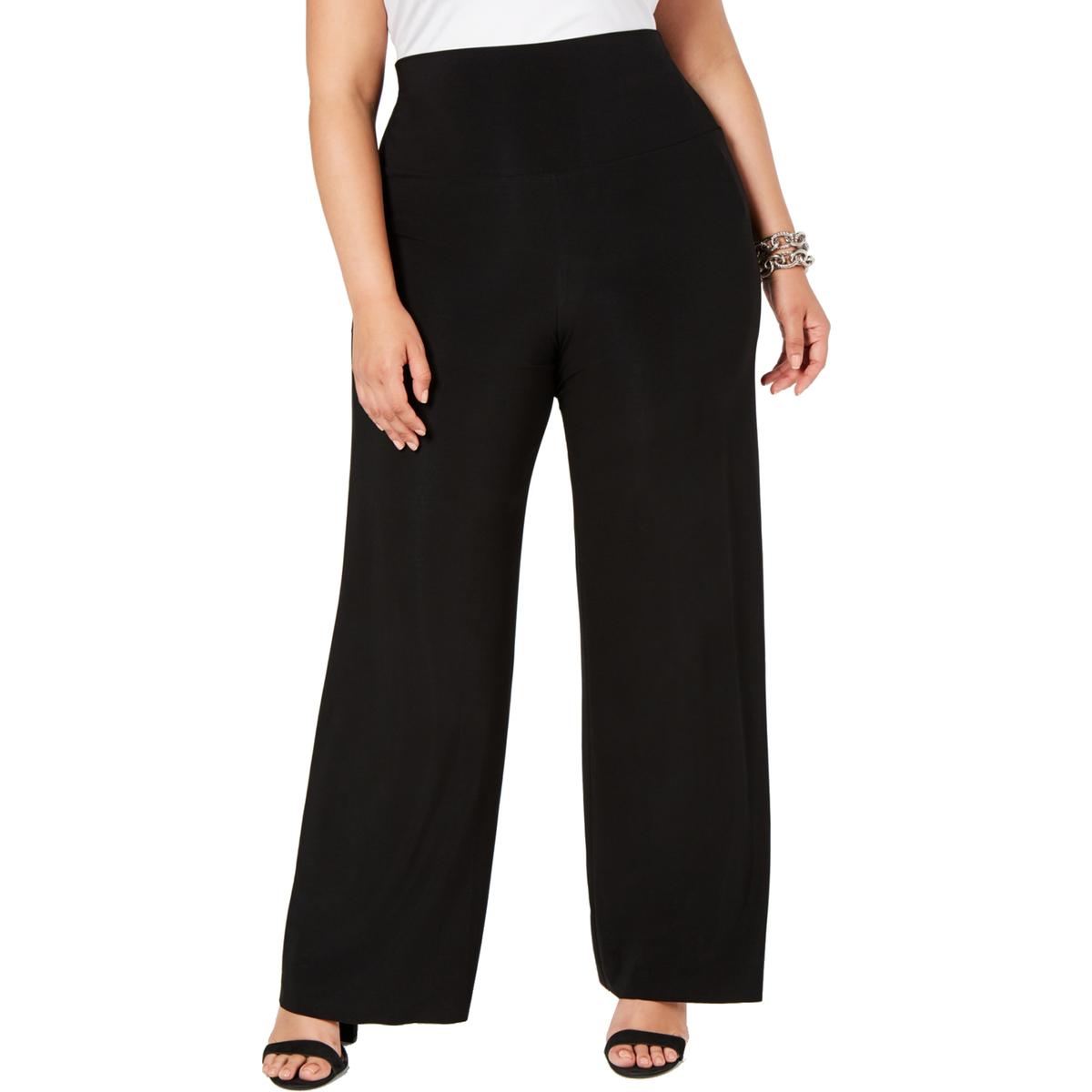 Anne Klein Womens Black Fold-Over Pull On Ankle Wide Leg Pants Plus 0X ...