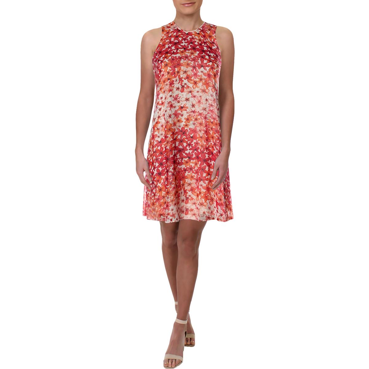 Calvin Klein Womens Orange Floral Print Casual Dress Petites 4P BHFO ...