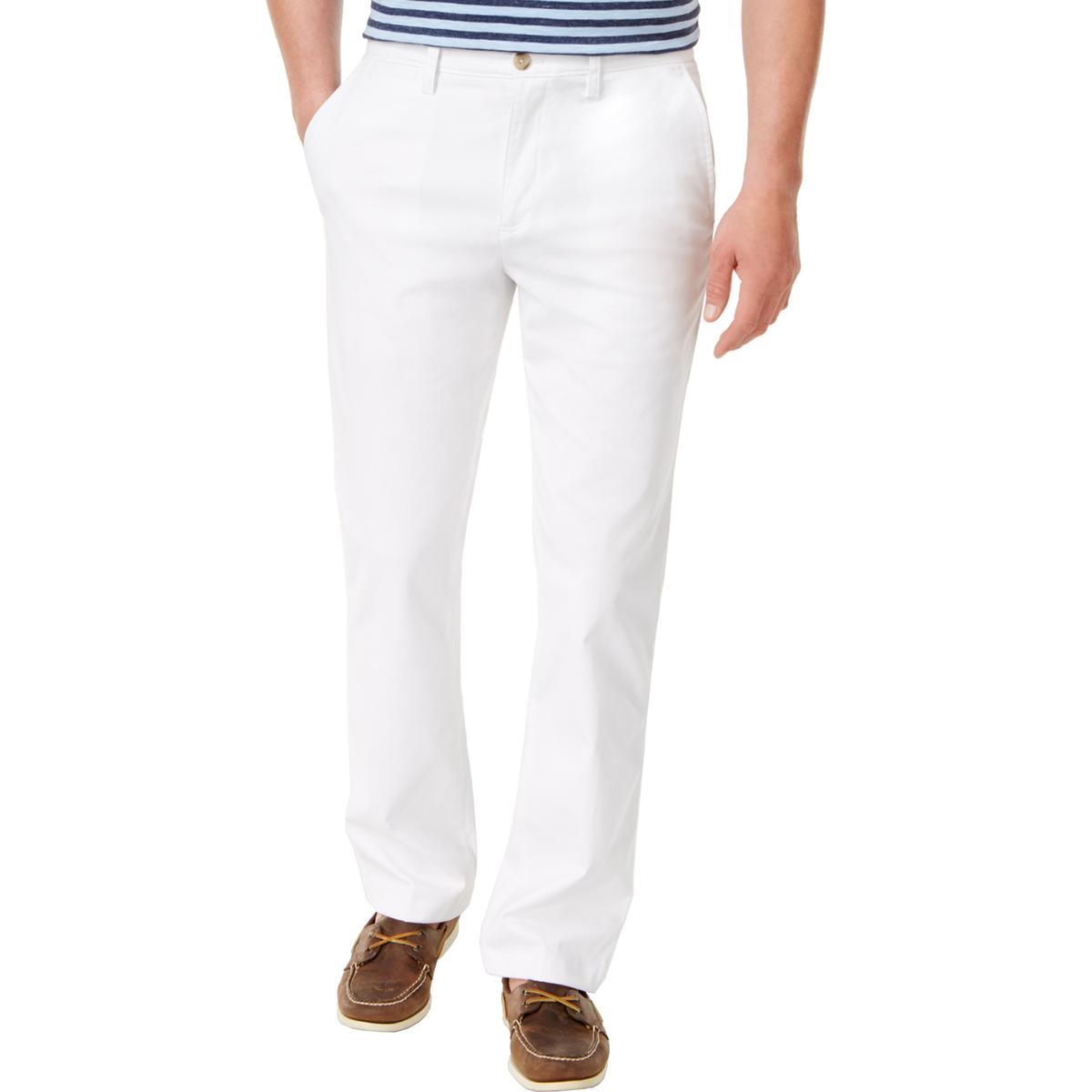 Club Room Mens White Flat Front Button-Zip Fly Chino Pants 32/32 BHFO ...