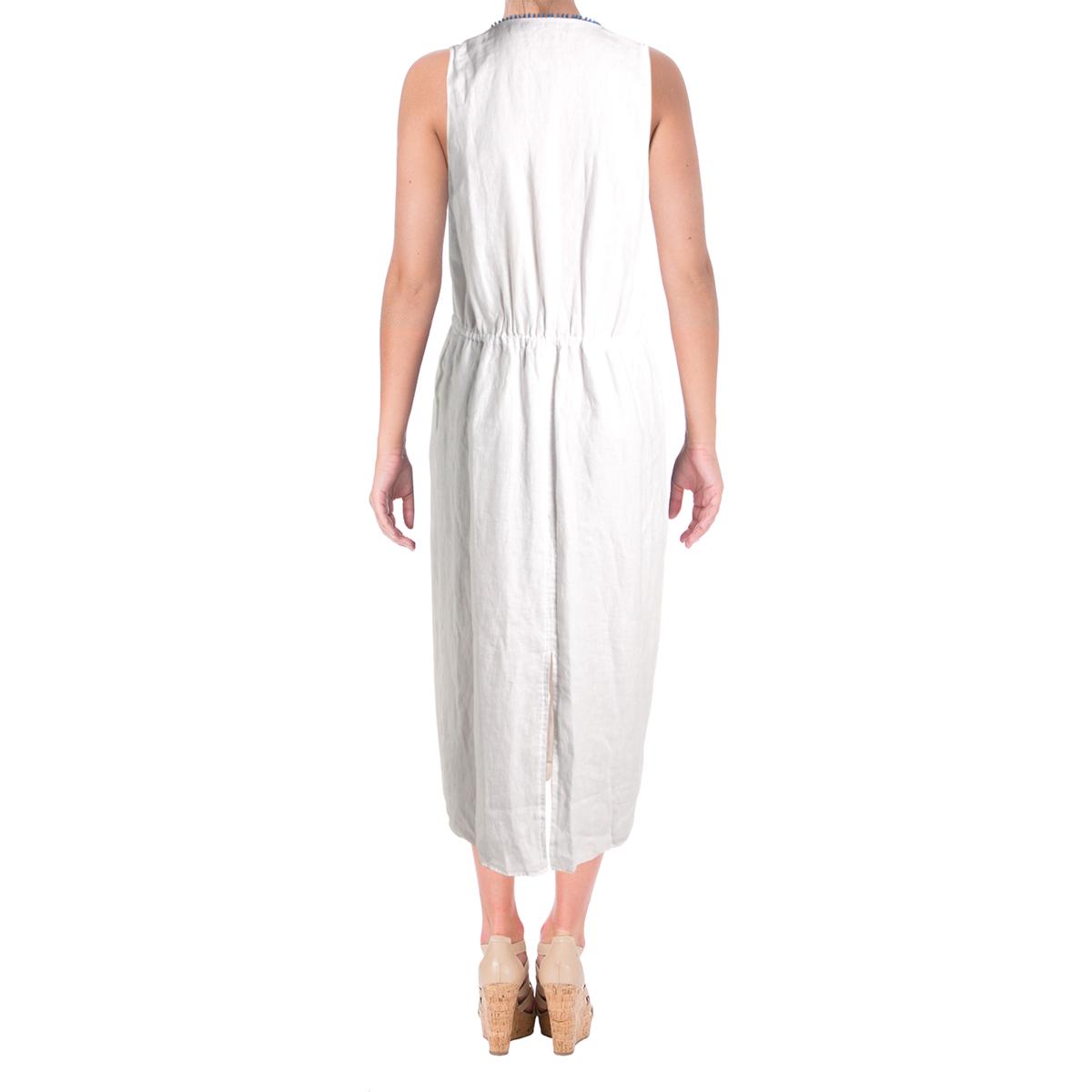 Lauren Ralph Lauren Womens White Linen Embroidered Maxi Dress 2 BHFO ...