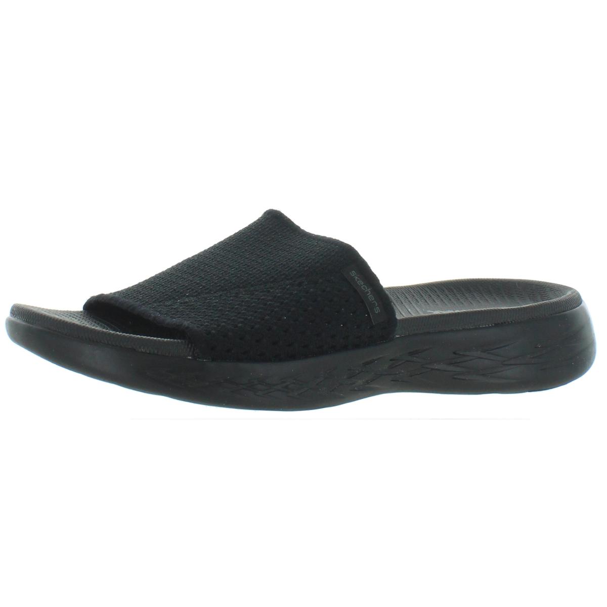 Skechers Womens Black Knit Slip On Slide Sandals Shoes 7 Medium (B,M) BHFO 0550 | eBay