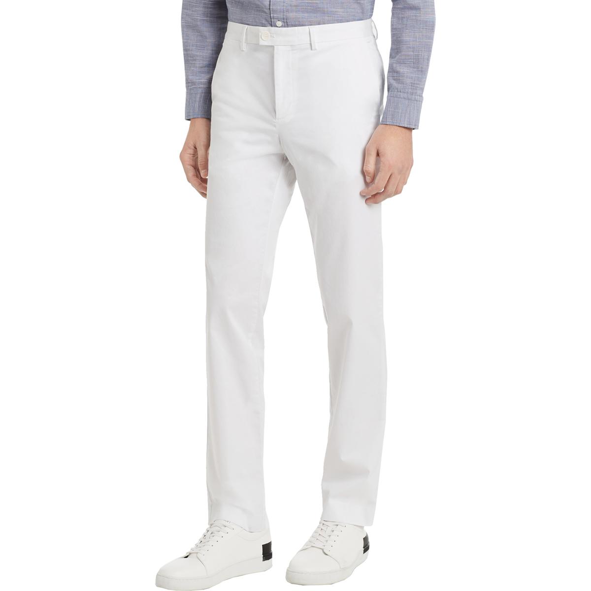 Calvin Klein Mens White Twill Slim Fit Straight Leg Chino Pants 34/30 ...