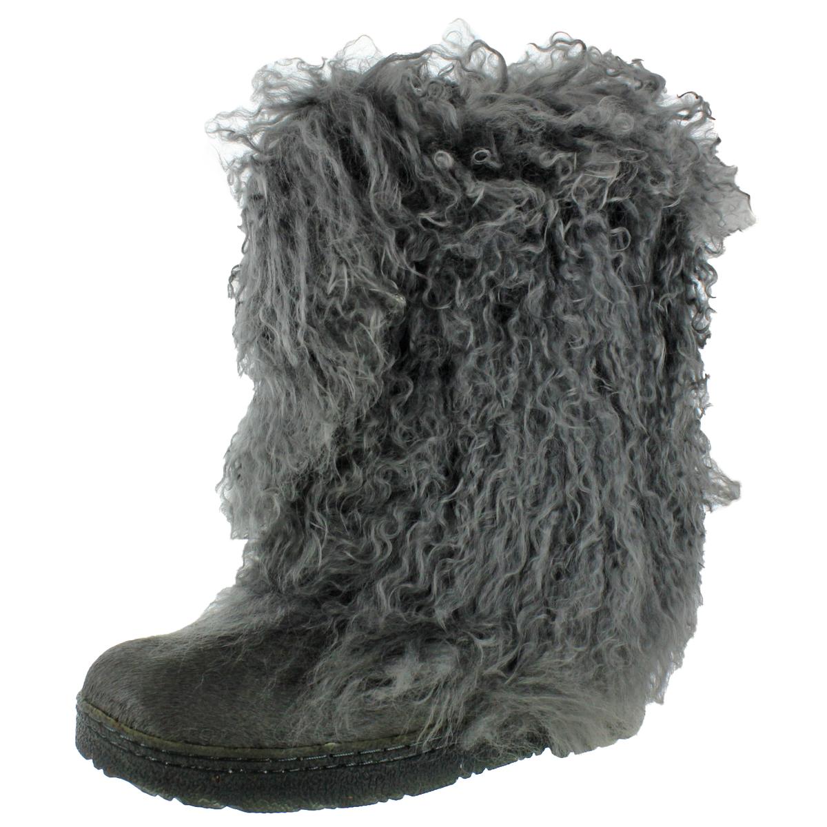 Bearpaw Women's Boetis II Lamb Fur MidCalf Boots Shoes Gray Size 7 eBay