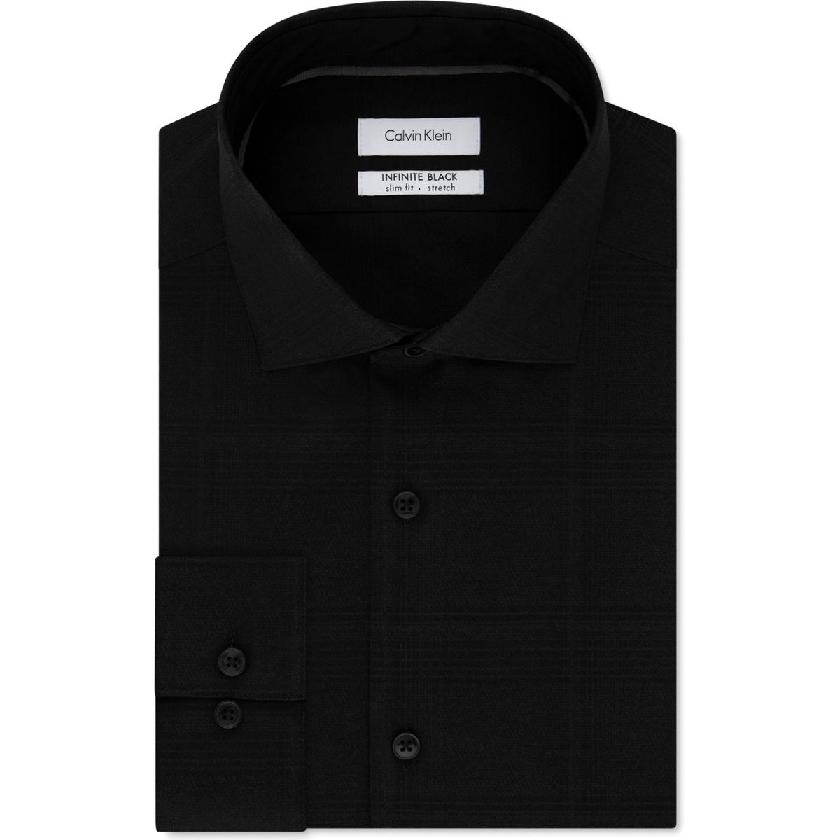 Calvin Klein Mens Black Slim Fit Non-iron Dress Shirt 16 34/35 BHFO