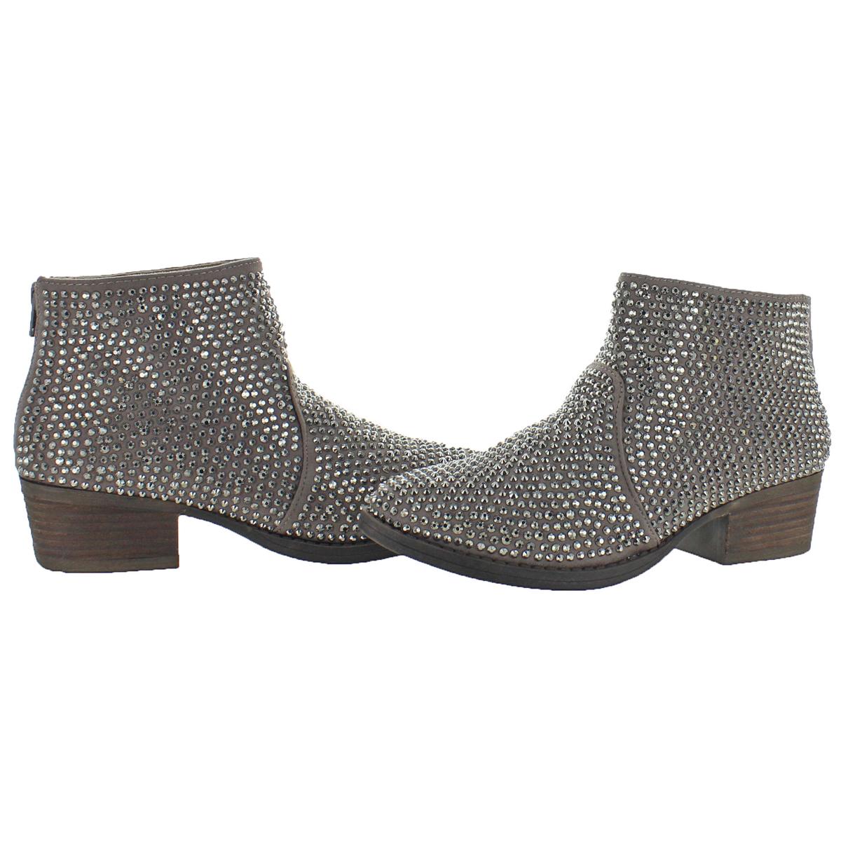 Very G Womens Blinged Taupe Studded Ankle Booties Shoes 7 Medium (B,M