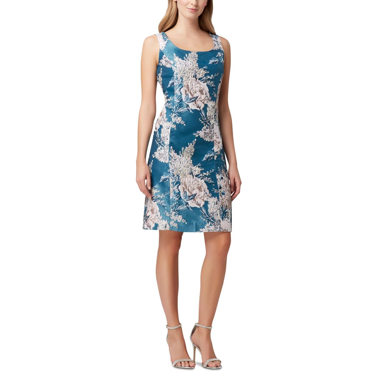Tahari Womens Blue Floral Metallin Party Cocktail Dress 4 BHFO 6384 eBay