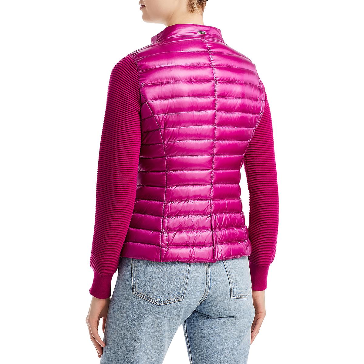 Herno Womens Quilted Mixed Media Zip Front Puffer Jacket Outerwear BHFO 6045