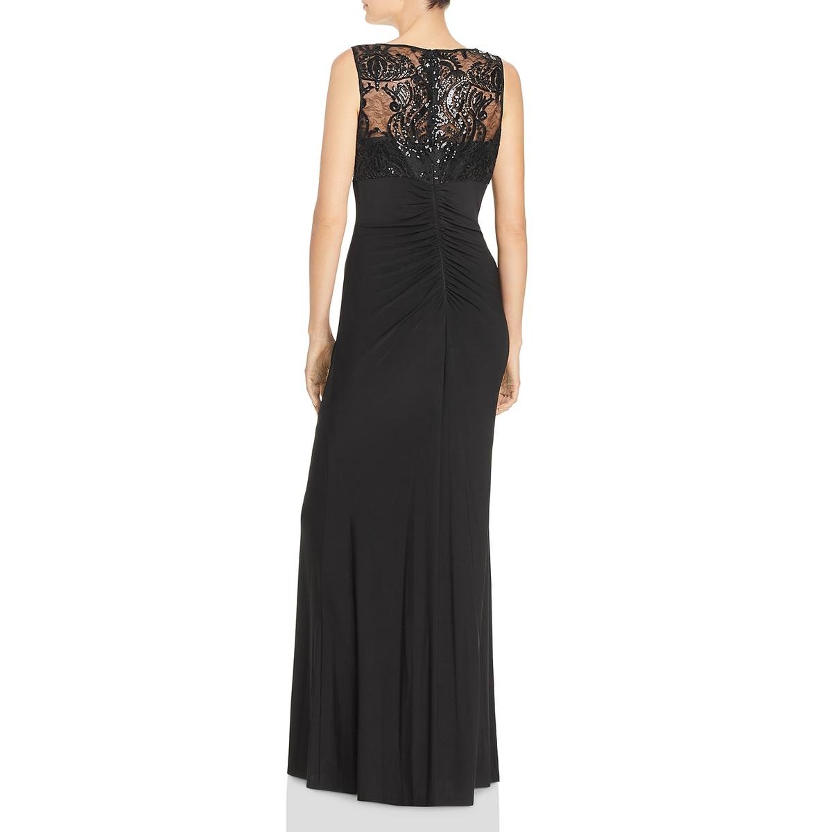 Eliza J Womens Black Drape Sequined Evening Formal Dress Gown 4 BHFO ...