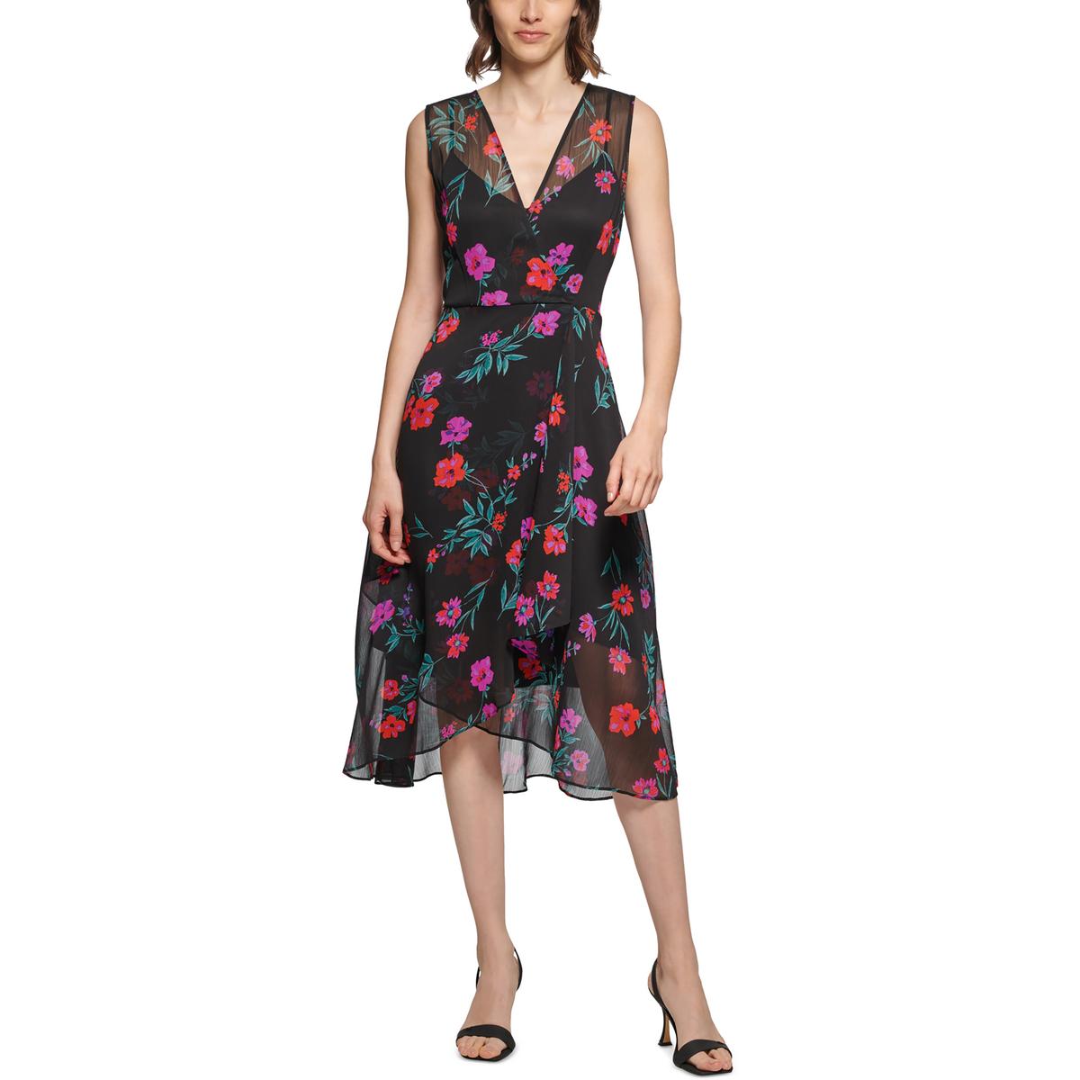 Calvin klein floral print 2024 fit and flare dress