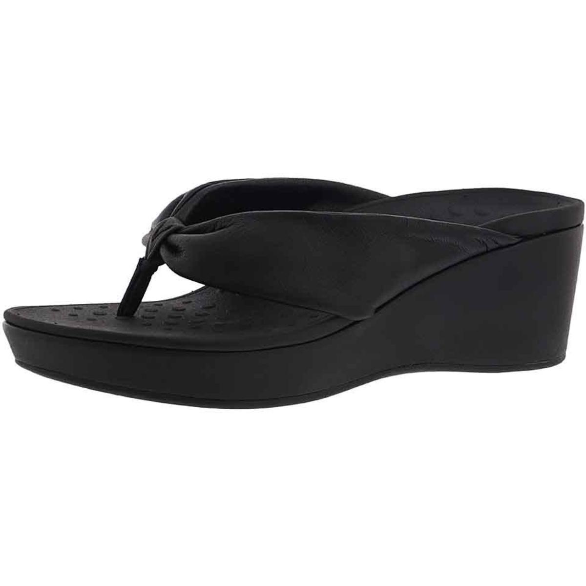 Vionic Womens Arabella Black Leather Sab Wedges Heels 5 Medium (B,M) BHFO 4171 | eBay