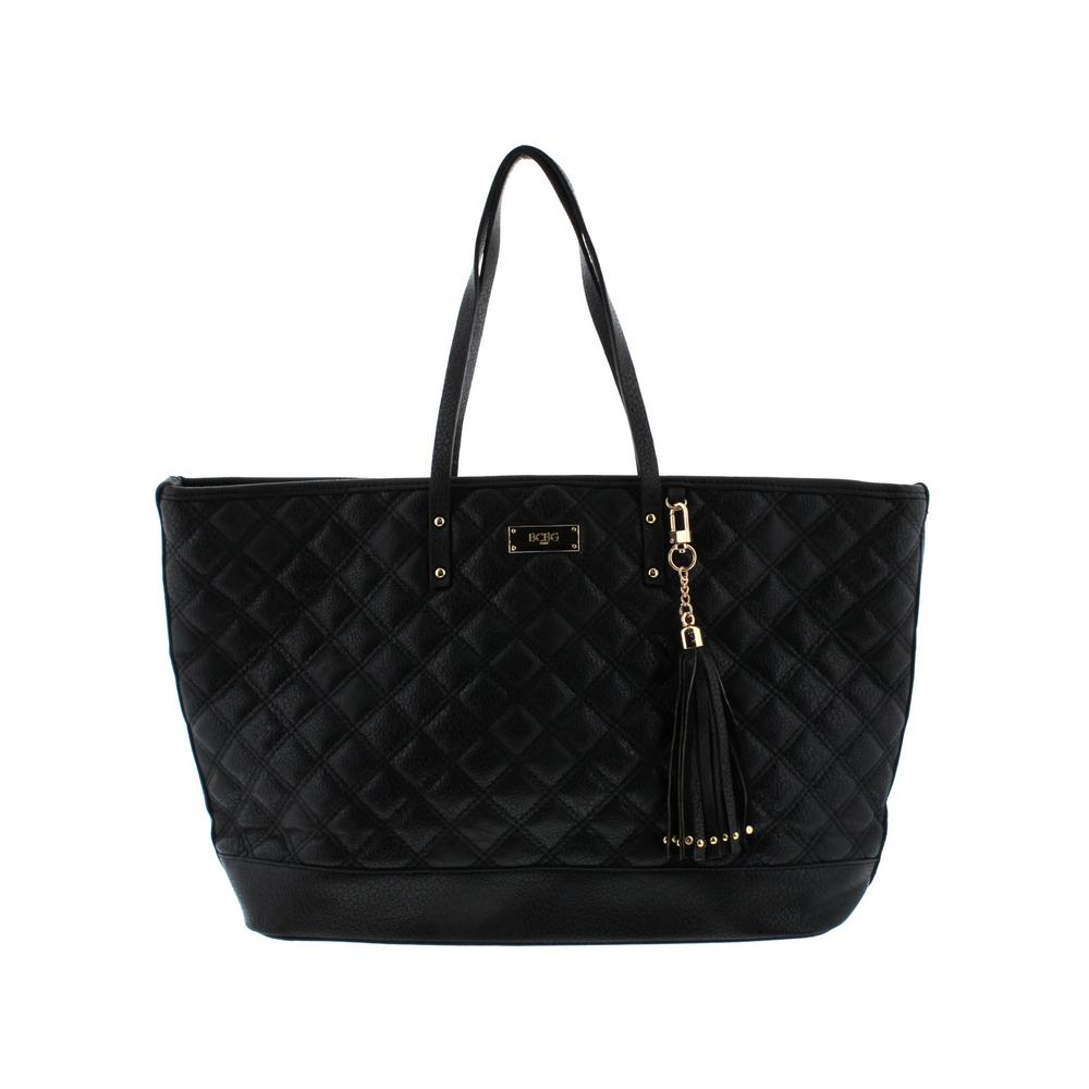 BCBG PARIS 3218 NEW Womens Black Quilted Fashion Tote Handbag Purse ...