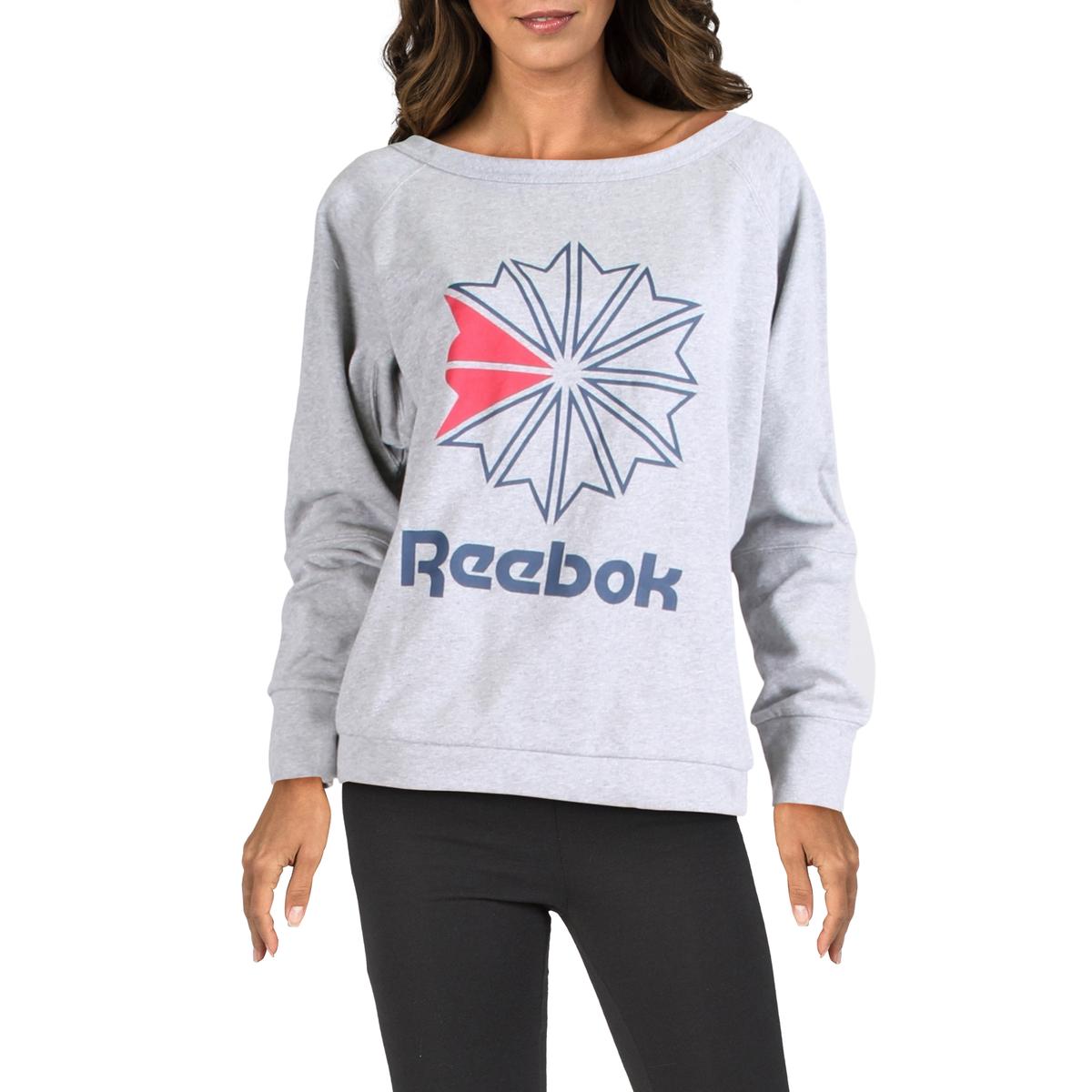 Reebok Womens Classic Heritage Gray Fitness Sweatshirt Athletic M BHFO ...