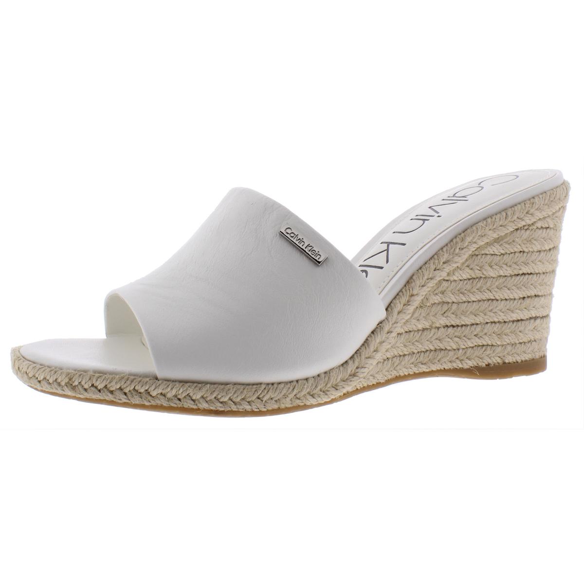 Calvin Klein Womens Britta White Wedge Sandals Shoes 11 Medium (B,M ...