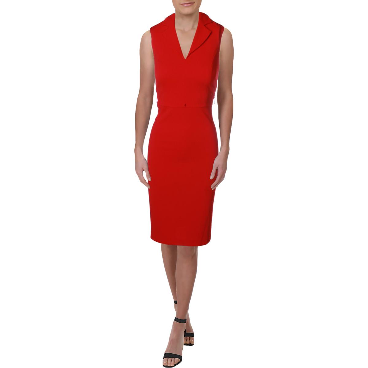 Calvin Klein Womens Red Sleeveless Office Wear to Work Dress 8 BHFO