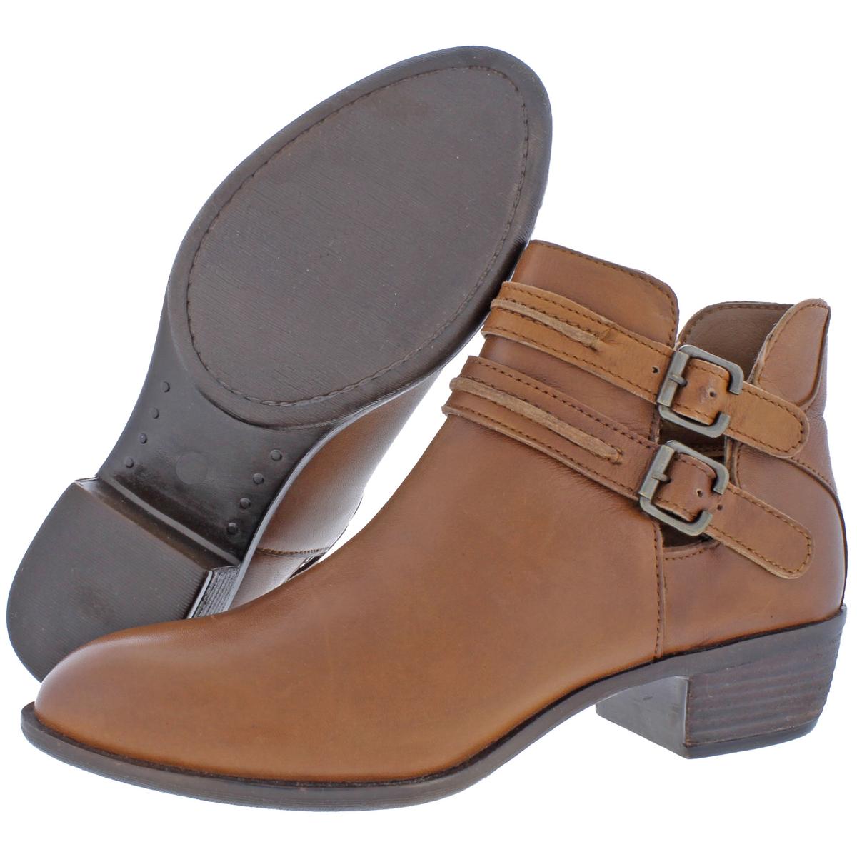 leather stacked heel boots