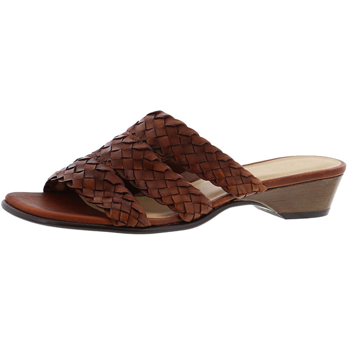 David Tate Womens Adagio Leather Slide On Woven Slide Sandals Heels BHFO  8324 | eBay
