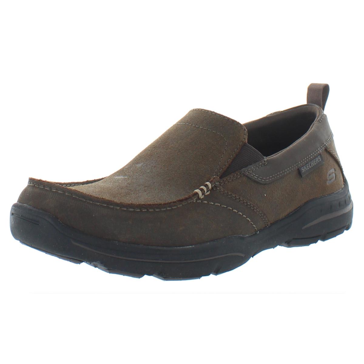 Skechers Mens Harper Forde Brown Leather Loafers Shoes 7 Medium (D ...