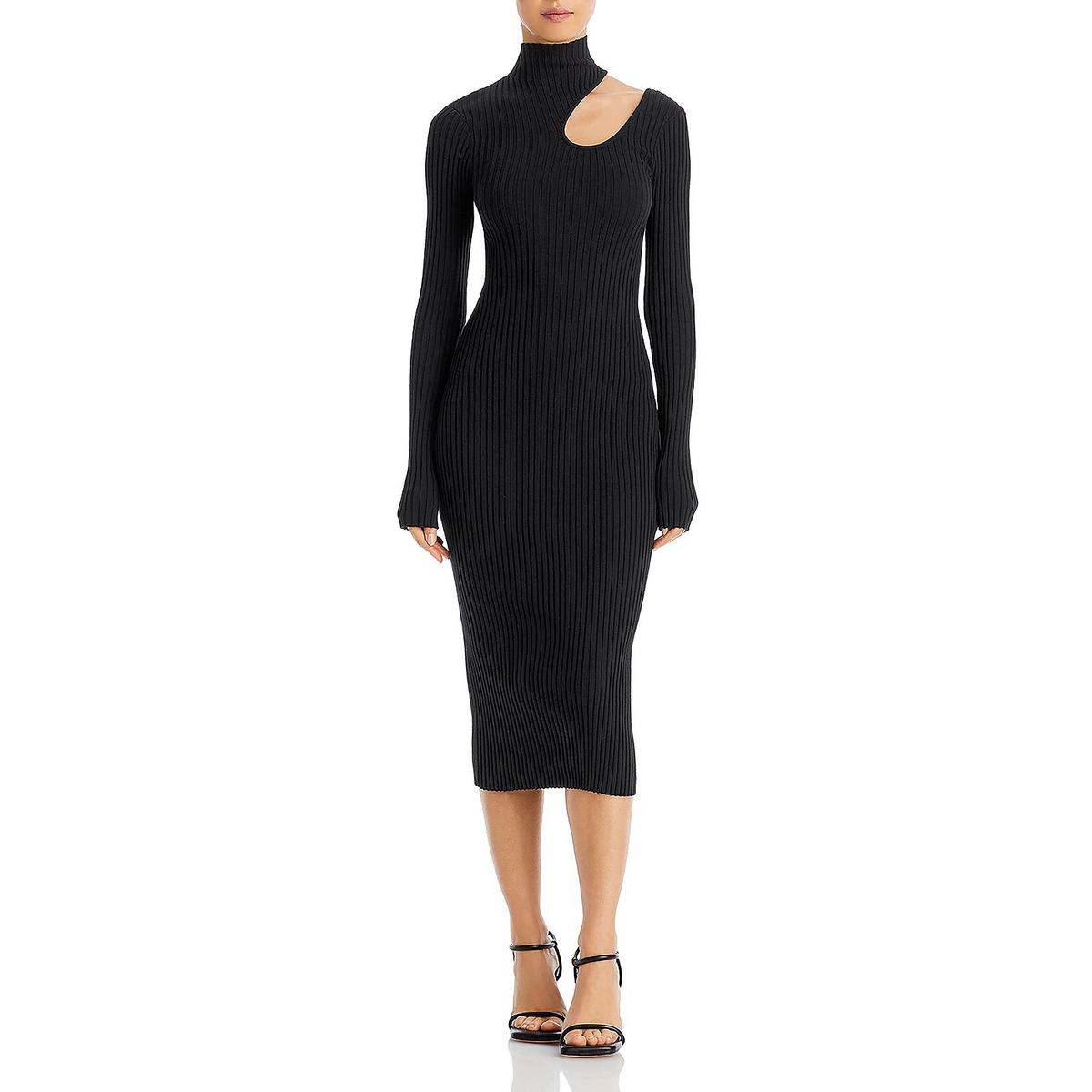 Anine Bing Womens Victoria Ribbed Midi Cutout Sweaterdress BHFO