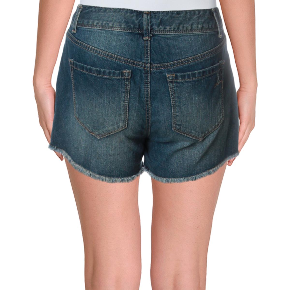 American Rag Womens Blue Embroidered Raw Hem Denim Shorts Juniors 3 ...