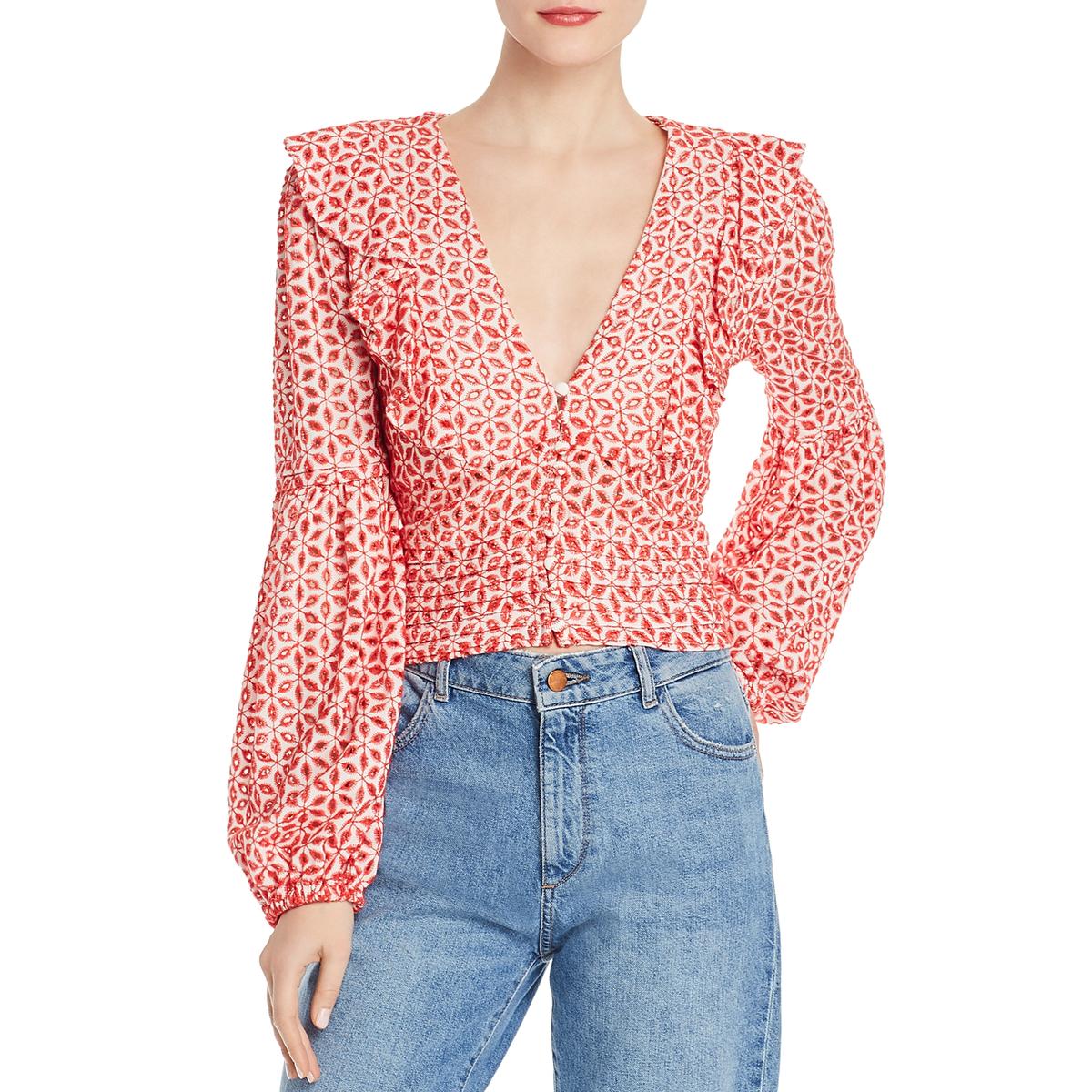 bardot camille eyelet blouse